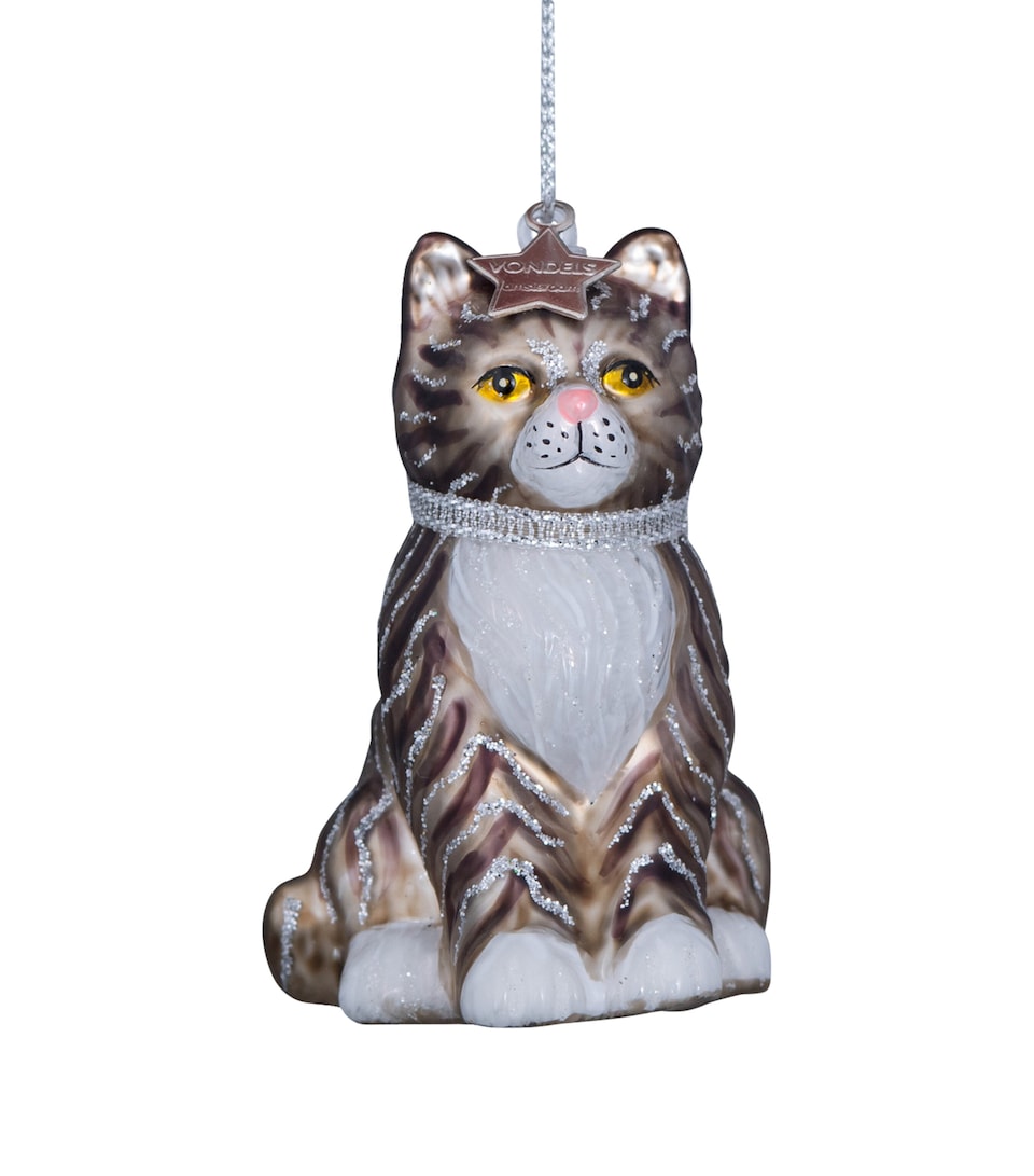 Harrods Glass Cat Tree Decoration Grey