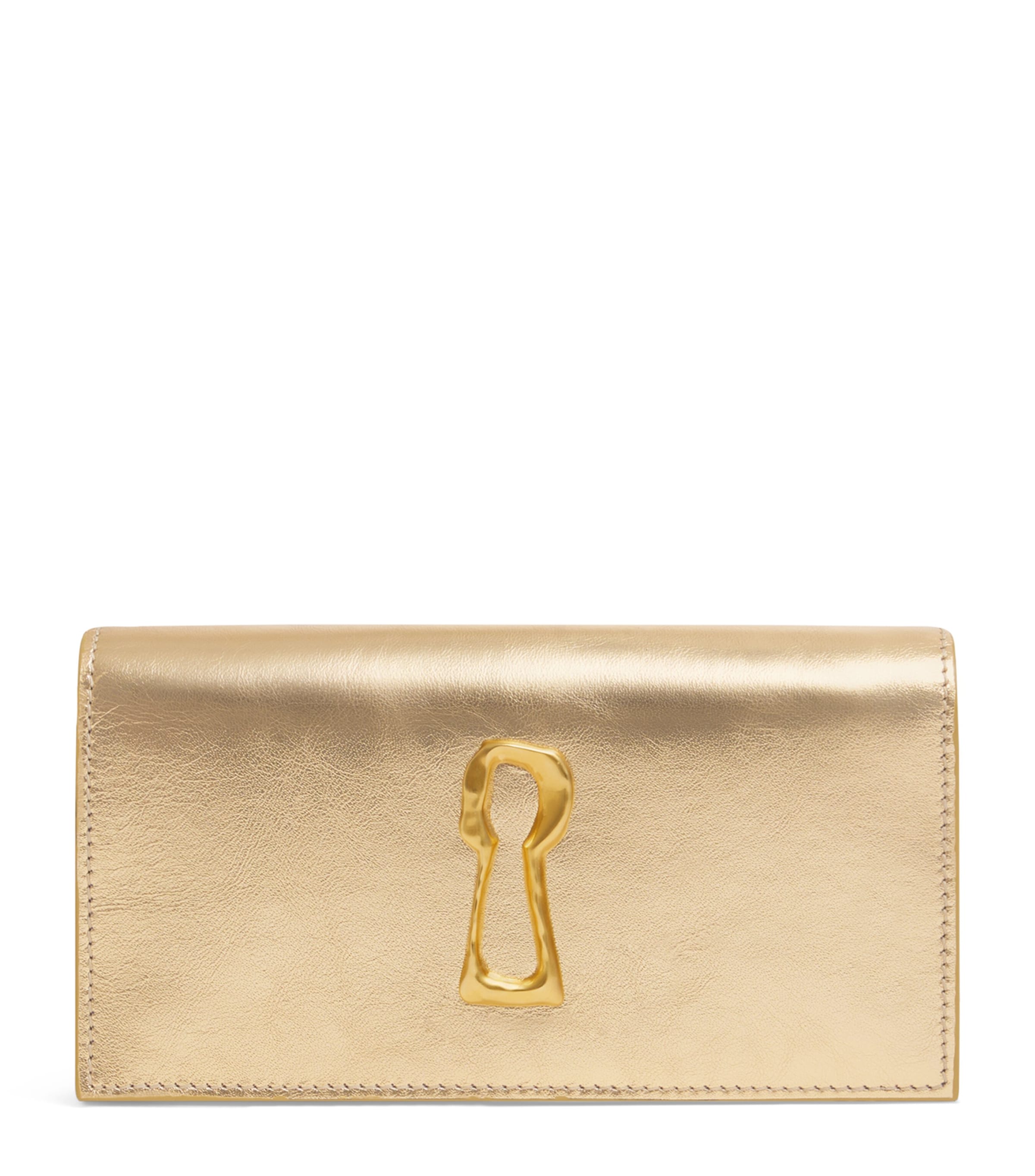 Leather Keyhole Clutch Bag