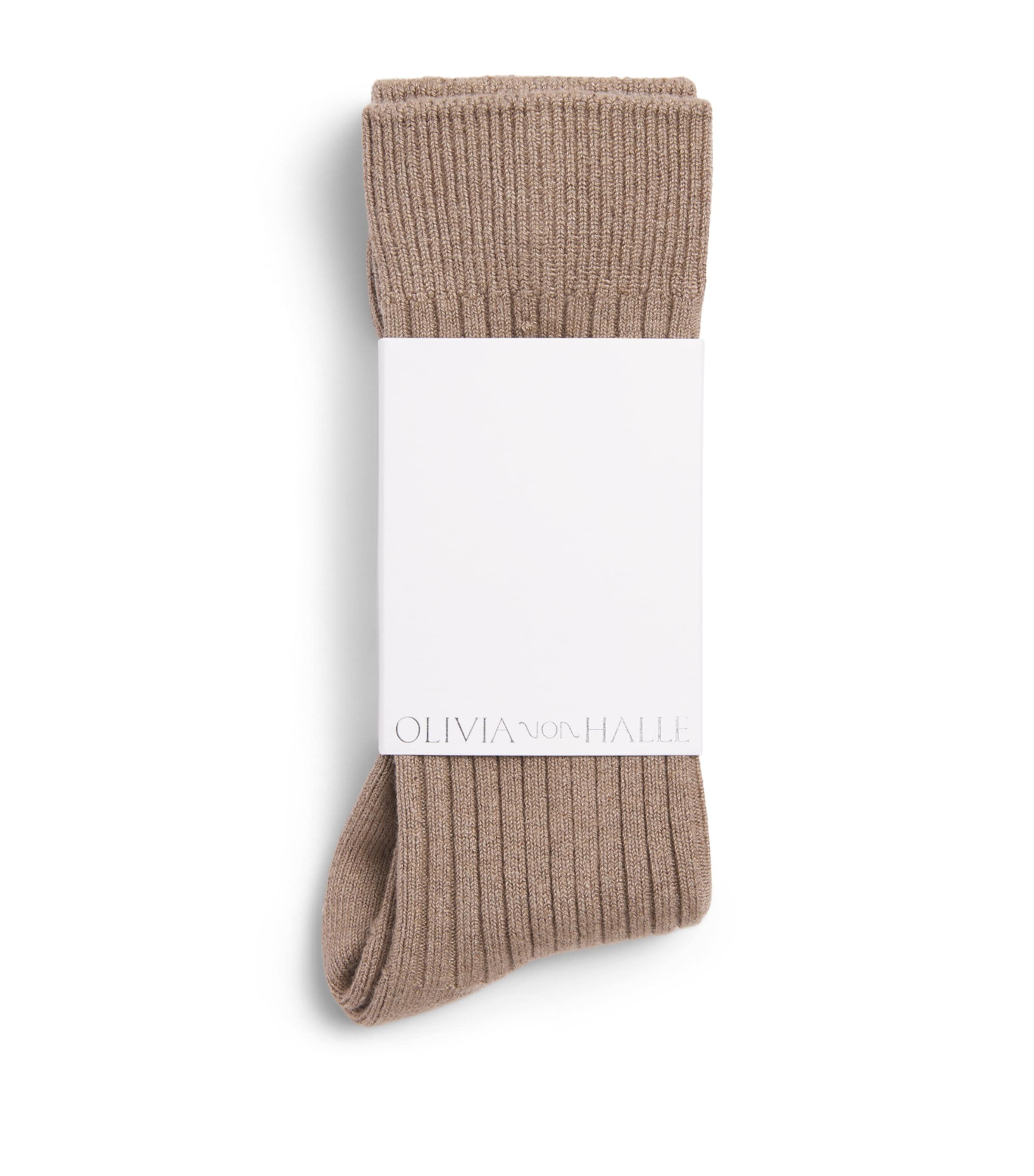Olivia von Halle Womens Silk-Cashmere-Blend Spencer Socks Mink