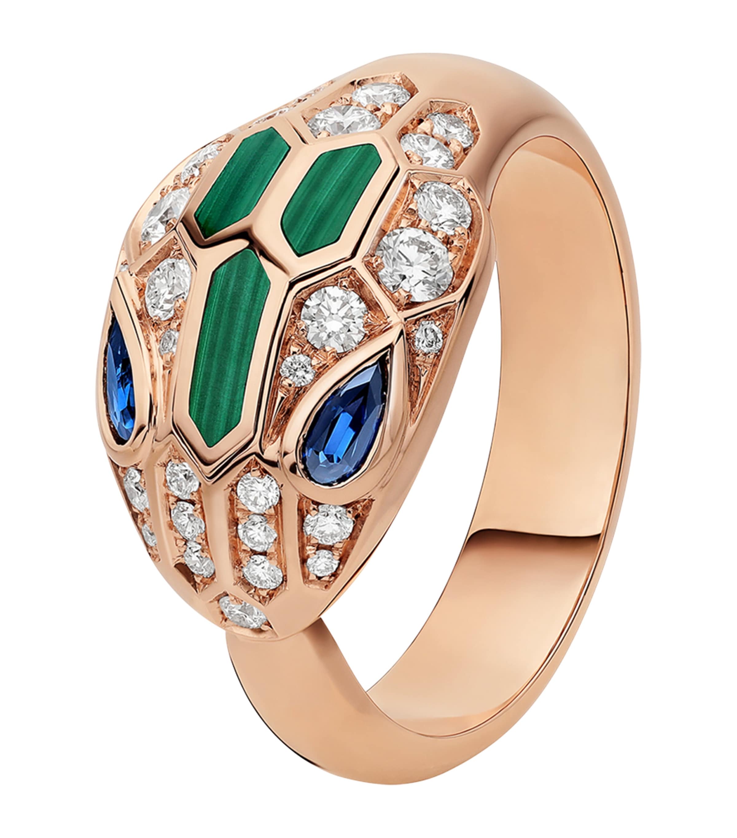 Rose Gold, Diamond, Sapphire and Malachite Serpenti Ring