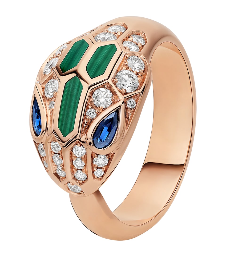 Rose Gold, Diamond, Sapphire and Malachite Serpenti Ring