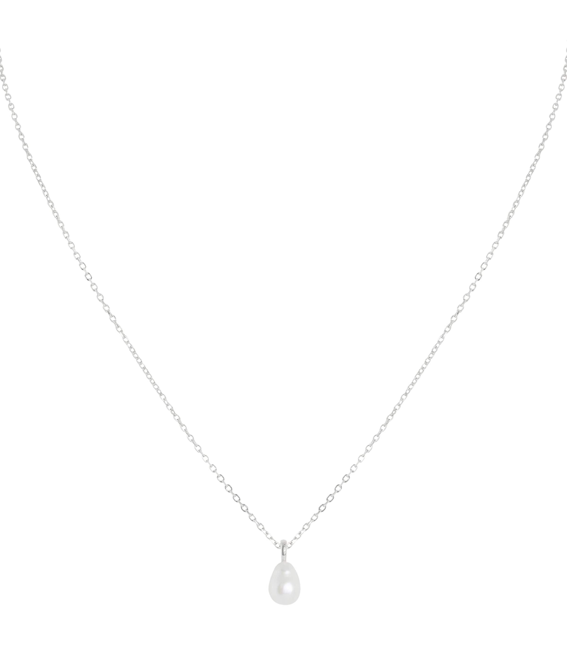 Astrid & Miyu Rhodium-Plated Sterling Silver and Pearl Pendant Necklace Silver