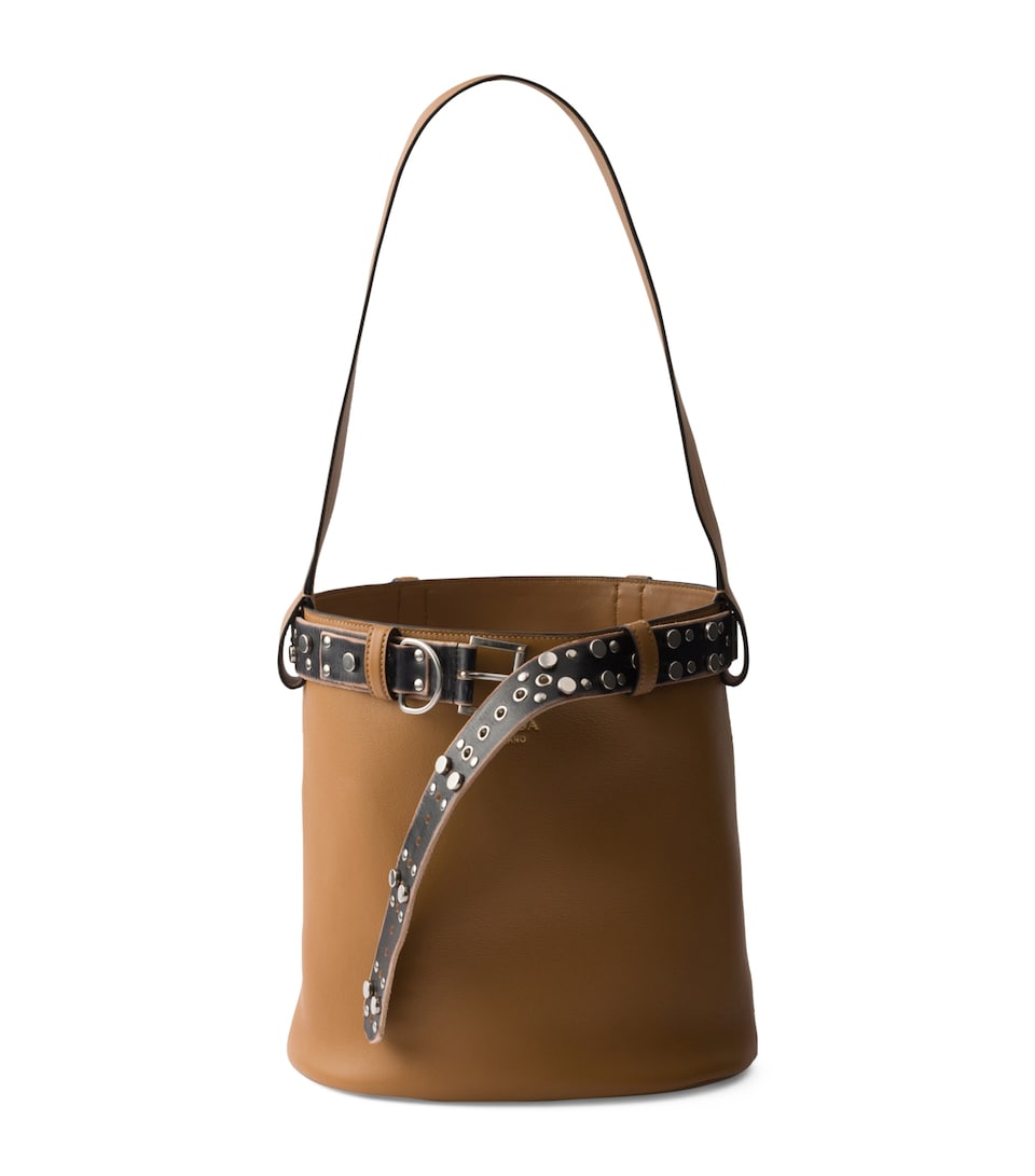 Leather Buckled Bucket Bag