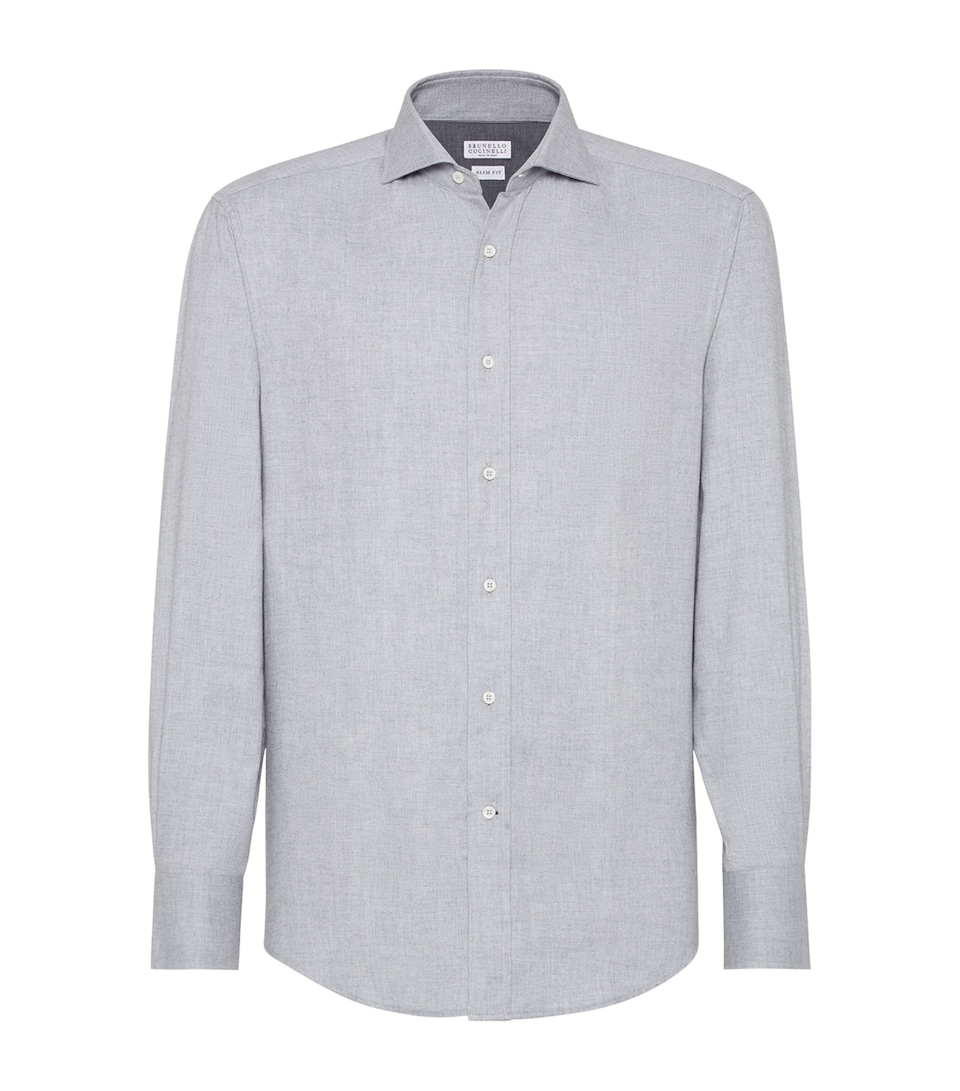 Cotton-Blend Chevron Flannel Shirt