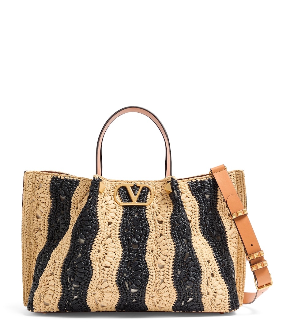 Medium Raffia VLogo Tote Bag