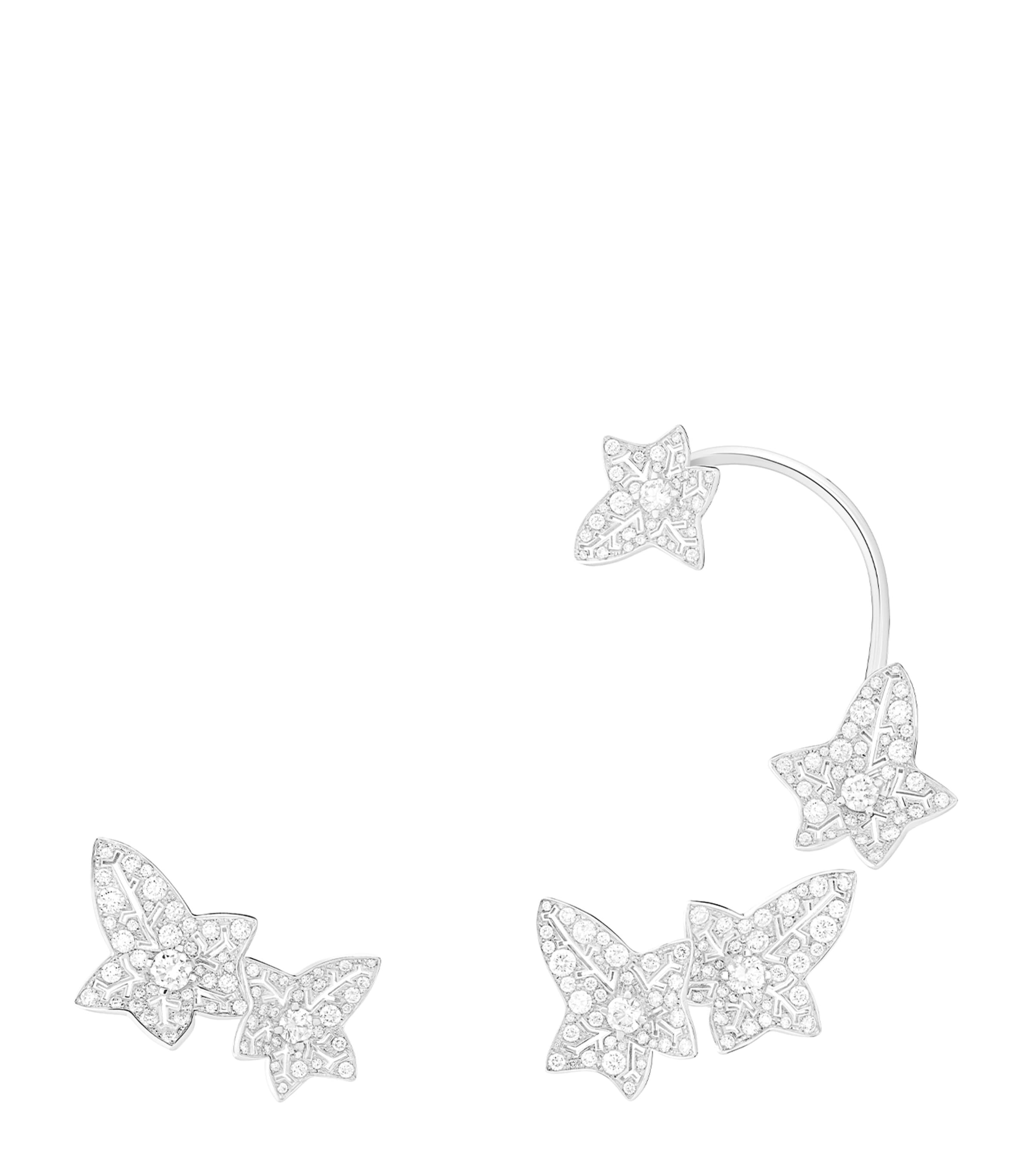Boucheron White Gold and Diamond Lierre de Paris Asymmetric Clip Earrings White Gold