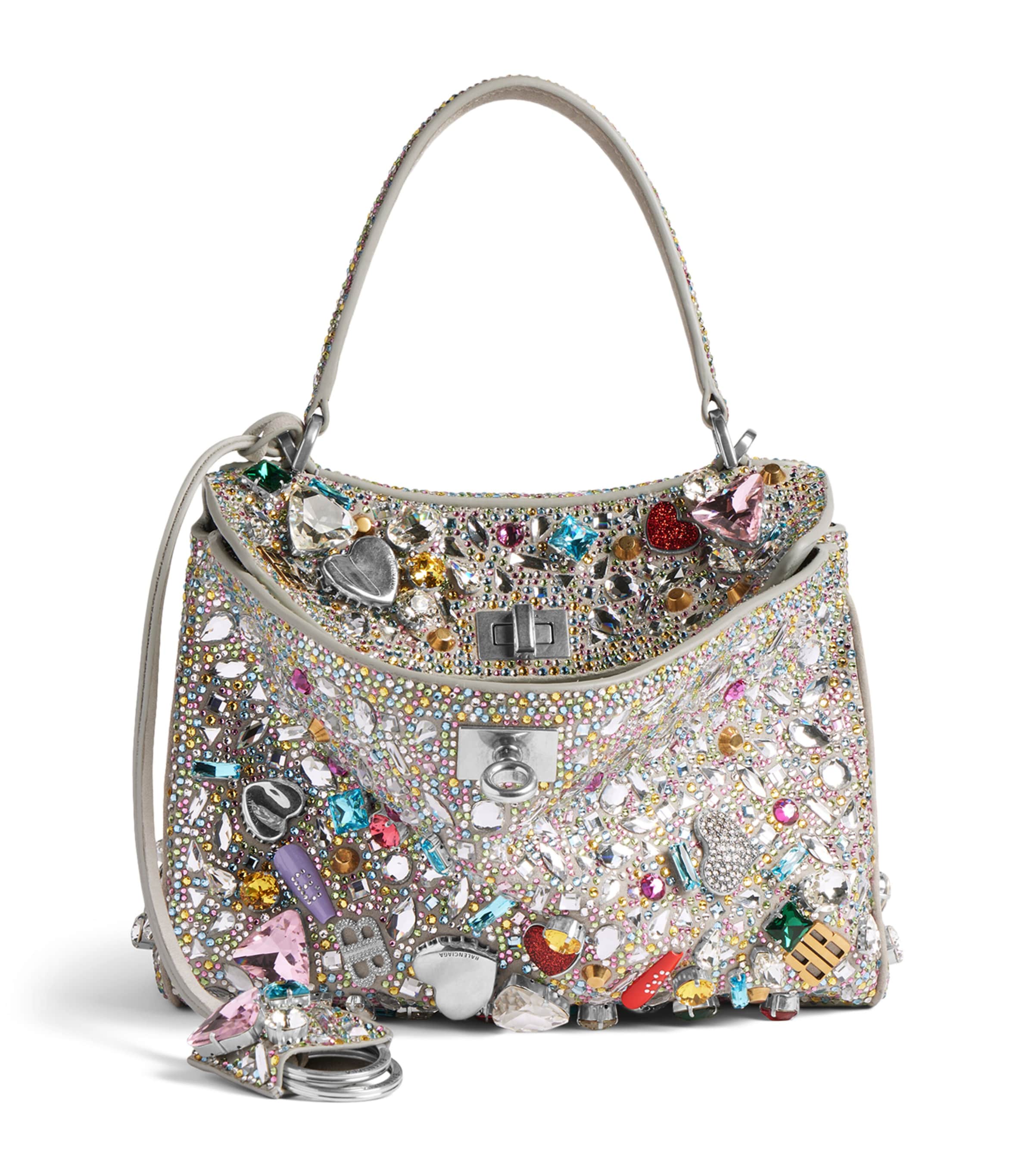 Balenciaga Mini Suede Embellished Rodeo Top-Handle Bag
