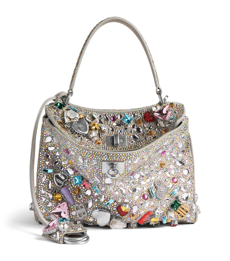 Balenciaga Mini Suede Embellished Rodeo Top-Handle Bag