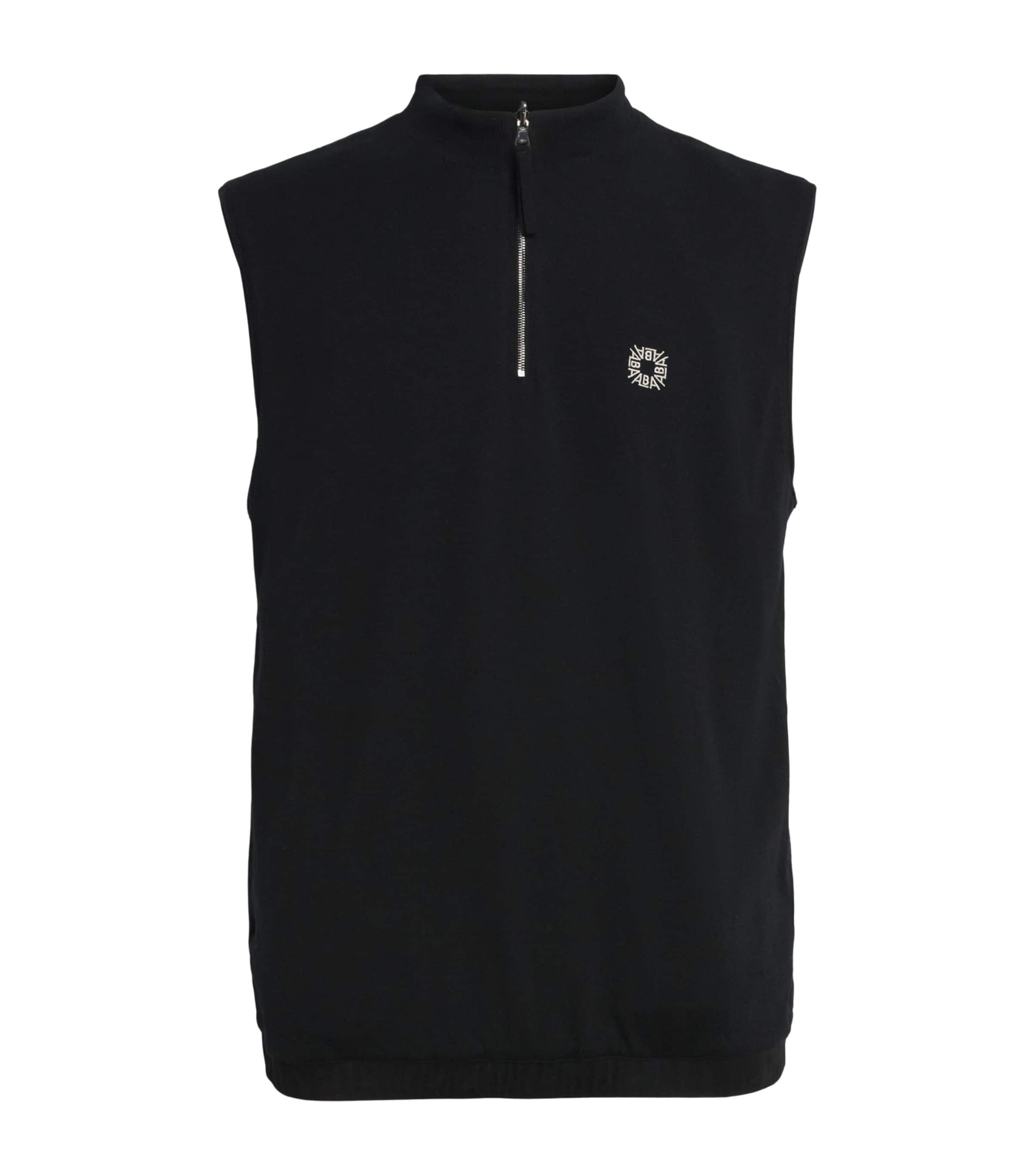 Alba Mens Wool Reversible Quarter-Zip Sweater Vest Black
