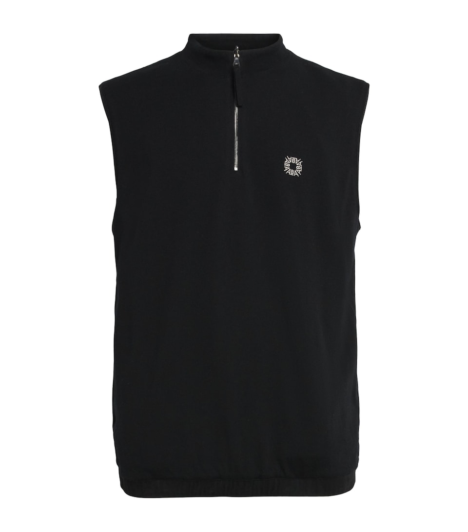Alba Mens Wool Reversible Quarter-Zip Sweater Vest Black