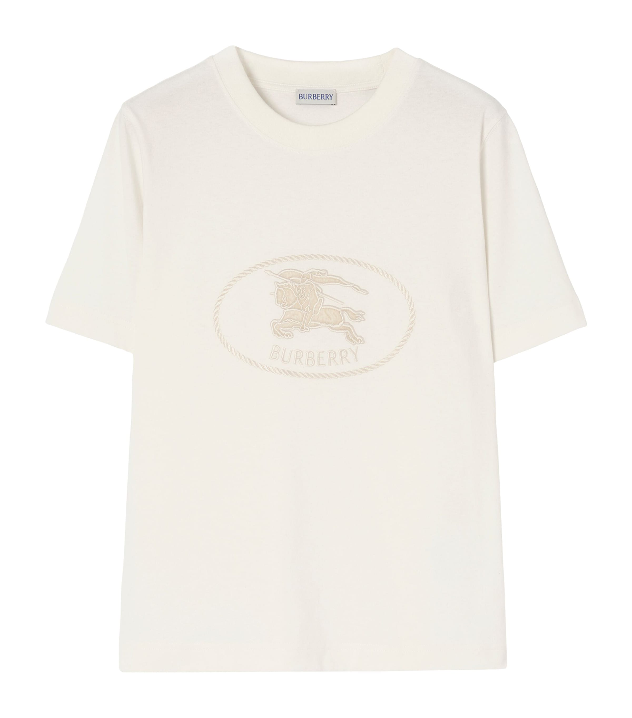 Burberry Womens Cotton Knight Stamp T-Shirt Chalk