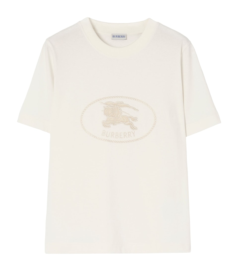 Burberry Womens Cotton Knight Stamp T-Shirt Chalk