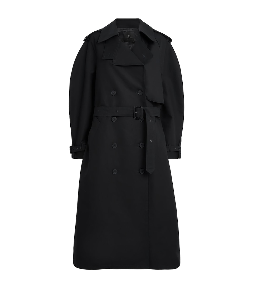 ANINE BING Womens Cotton Pascale Trench Coat Black