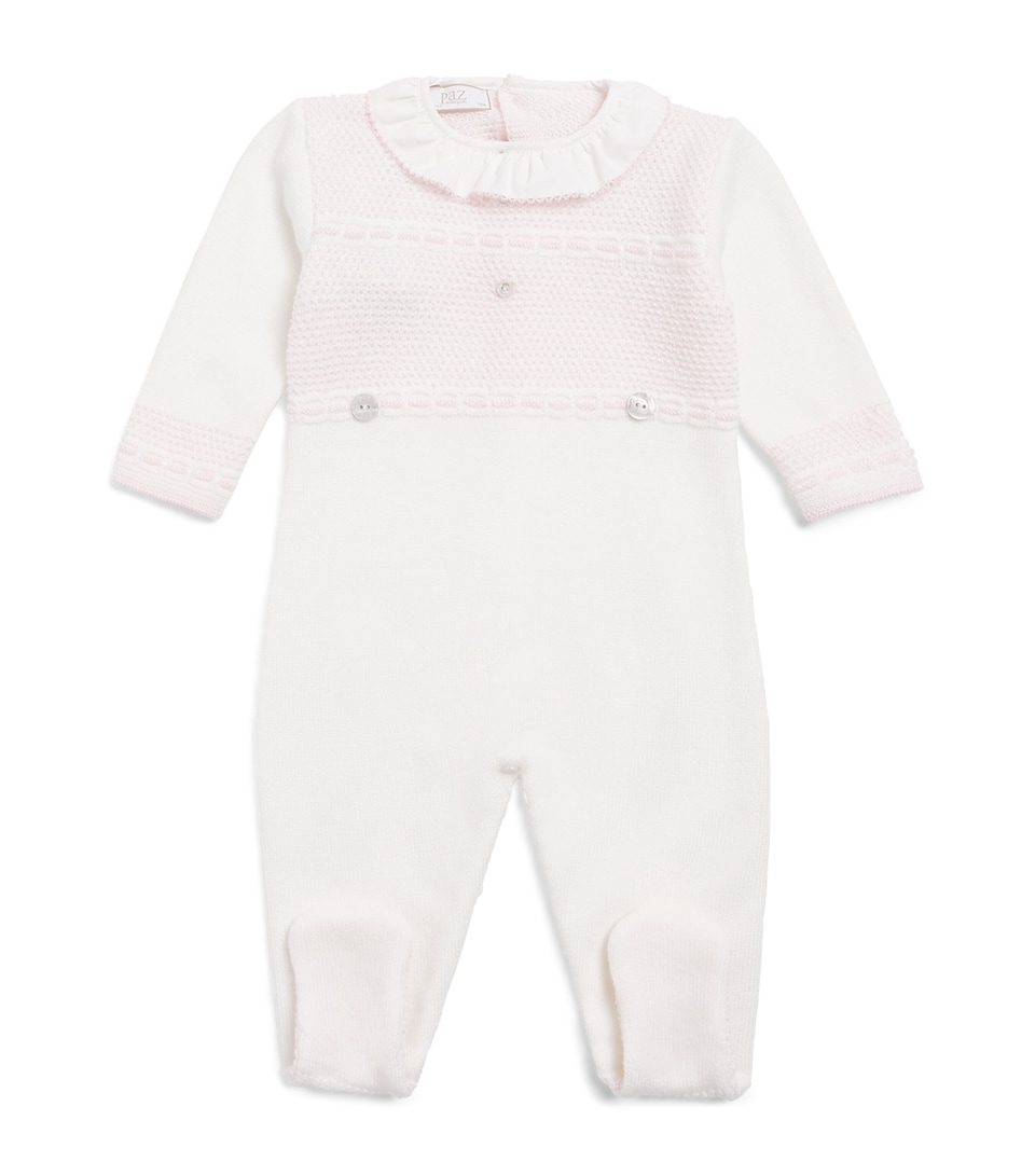 Paz Rodriguez Cotton Knitted All-In-One (0-12 Months) Cream/powder Pink