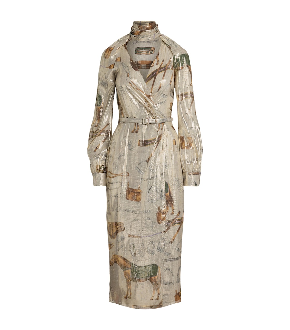 Silk Lamé Midi Dress