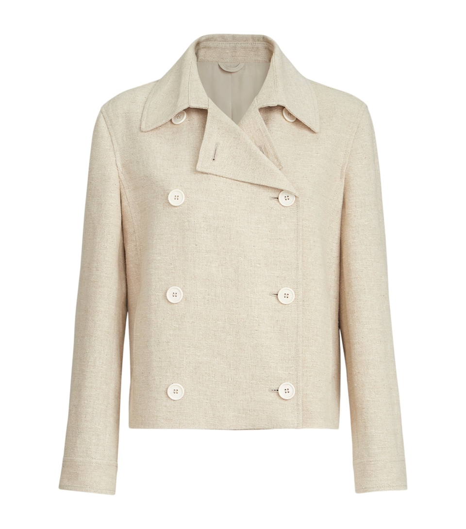 Linen-Blend Pea Coat