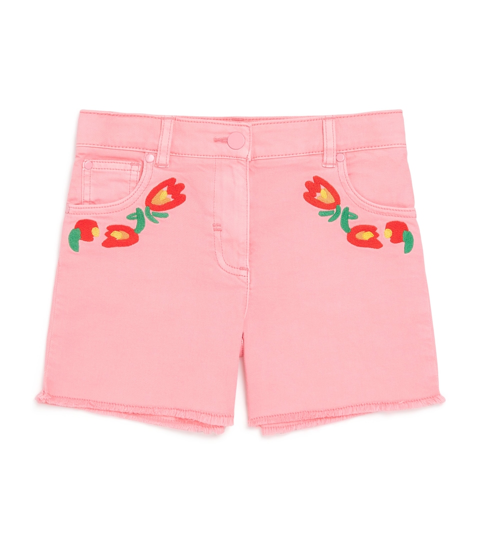 Embroidered Denim Shorts