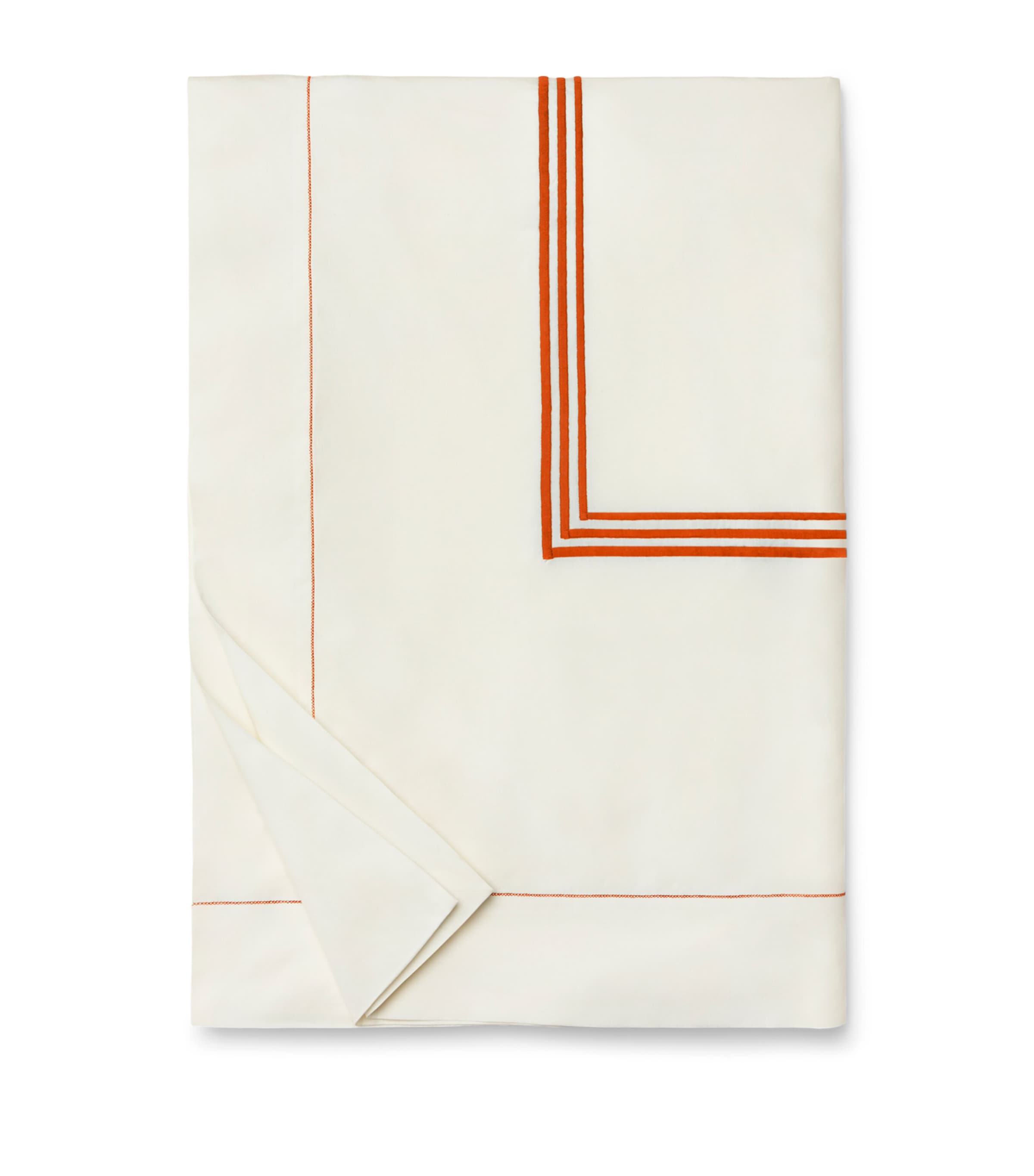 Pratesi Tre Righe Super King Duvet Cover (260cm x 220cm) Ivory/orange