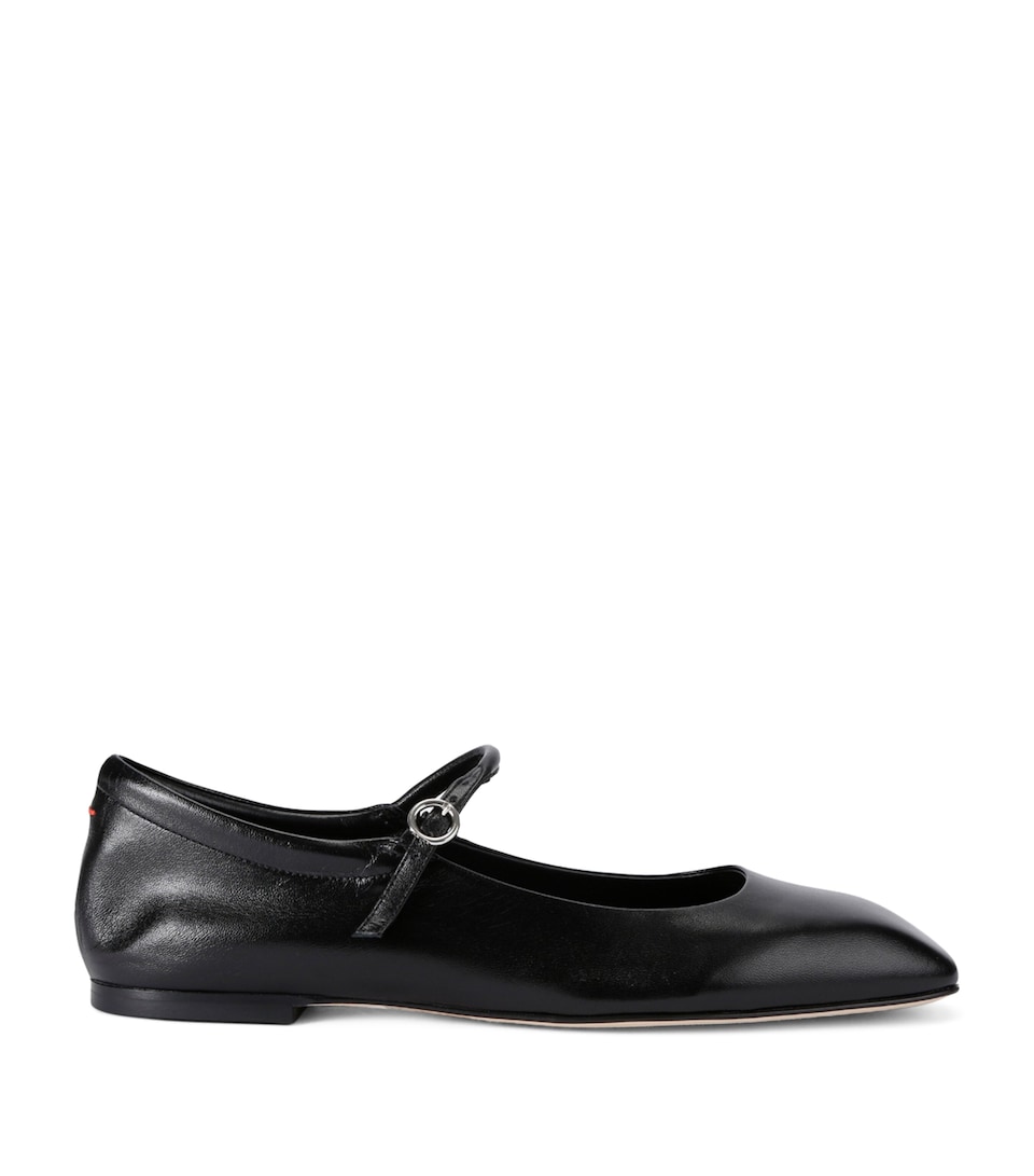 aeyde Leather Uma Mary Jane Flats Black