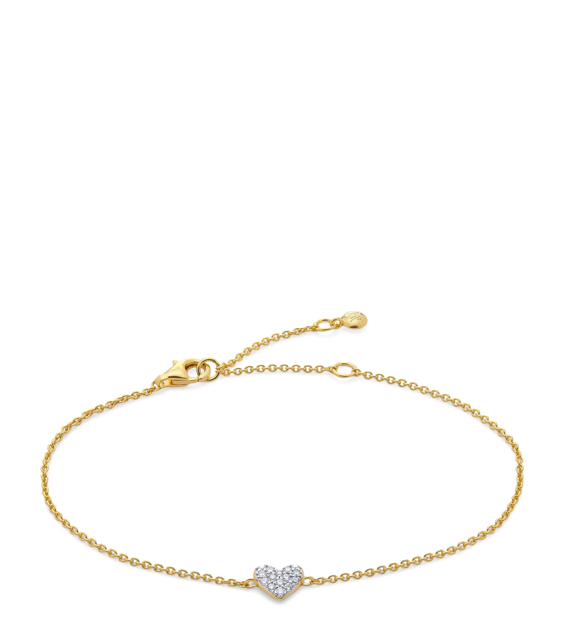 Gold Vermeil and Diamond Heart Chain Bracelet