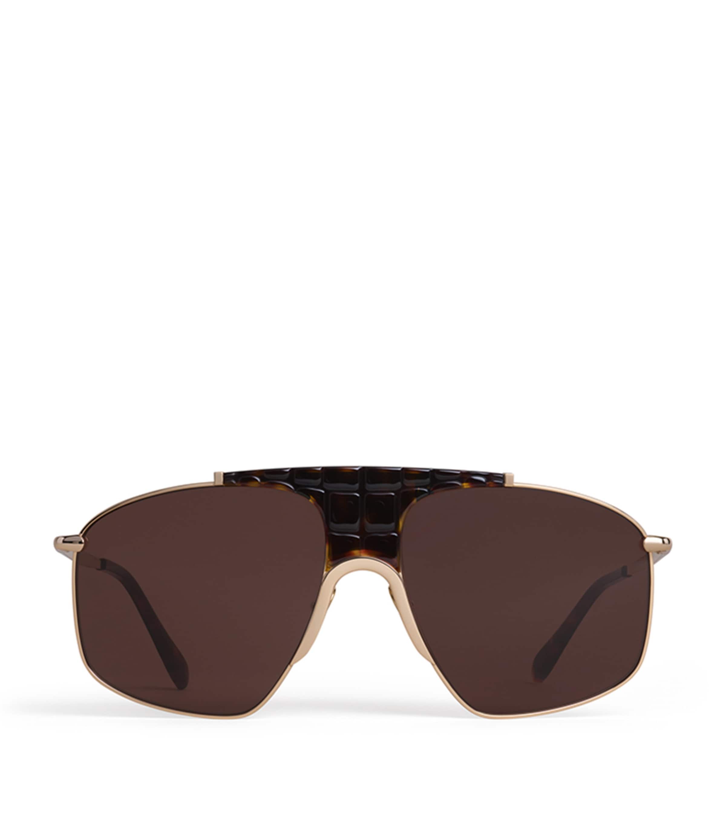 Alaïa Metal Aviator Mask Sunglasses Or/marron