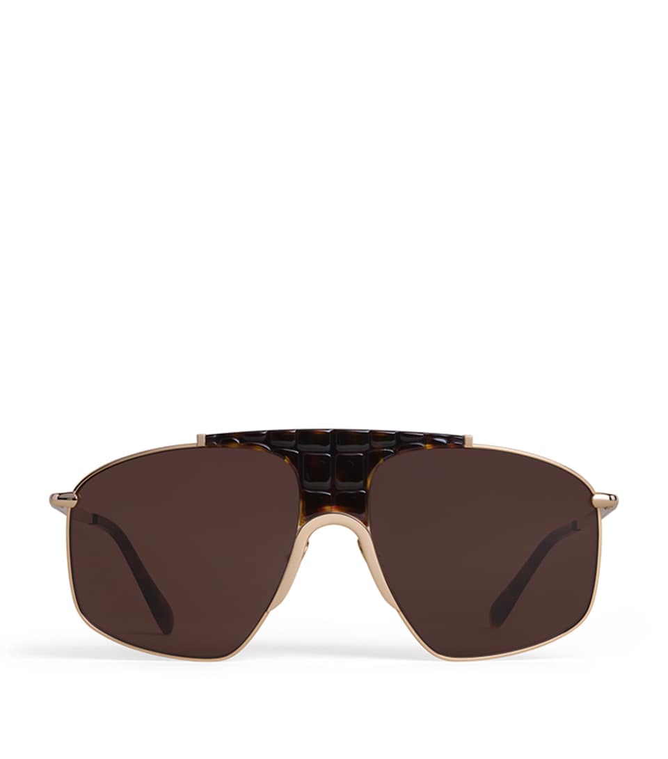 Alaïa Metal Aviator Mask Sunglasses Or/marron