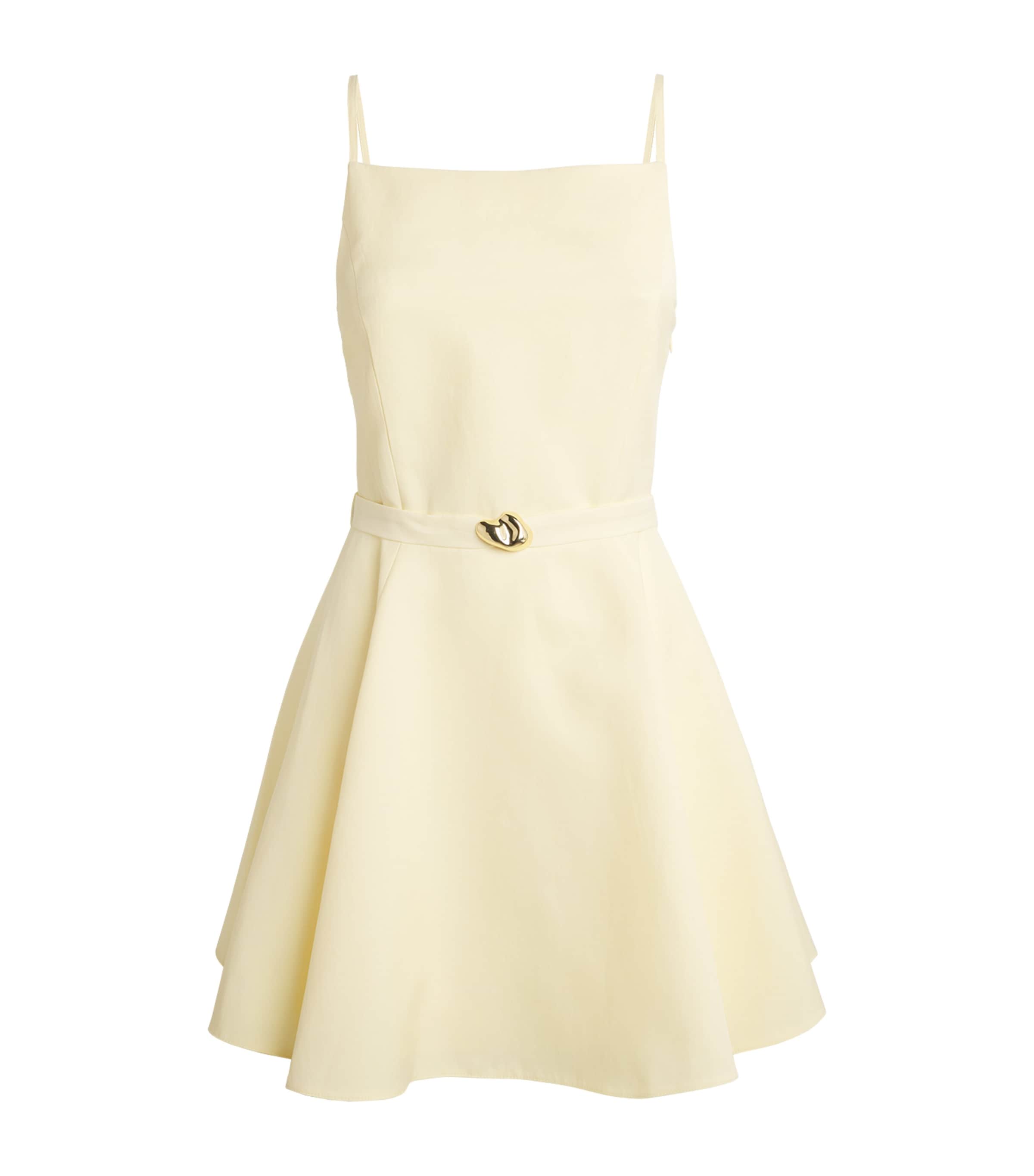 Maje Womens Satin Embellished Mini Dress Pale Yellow