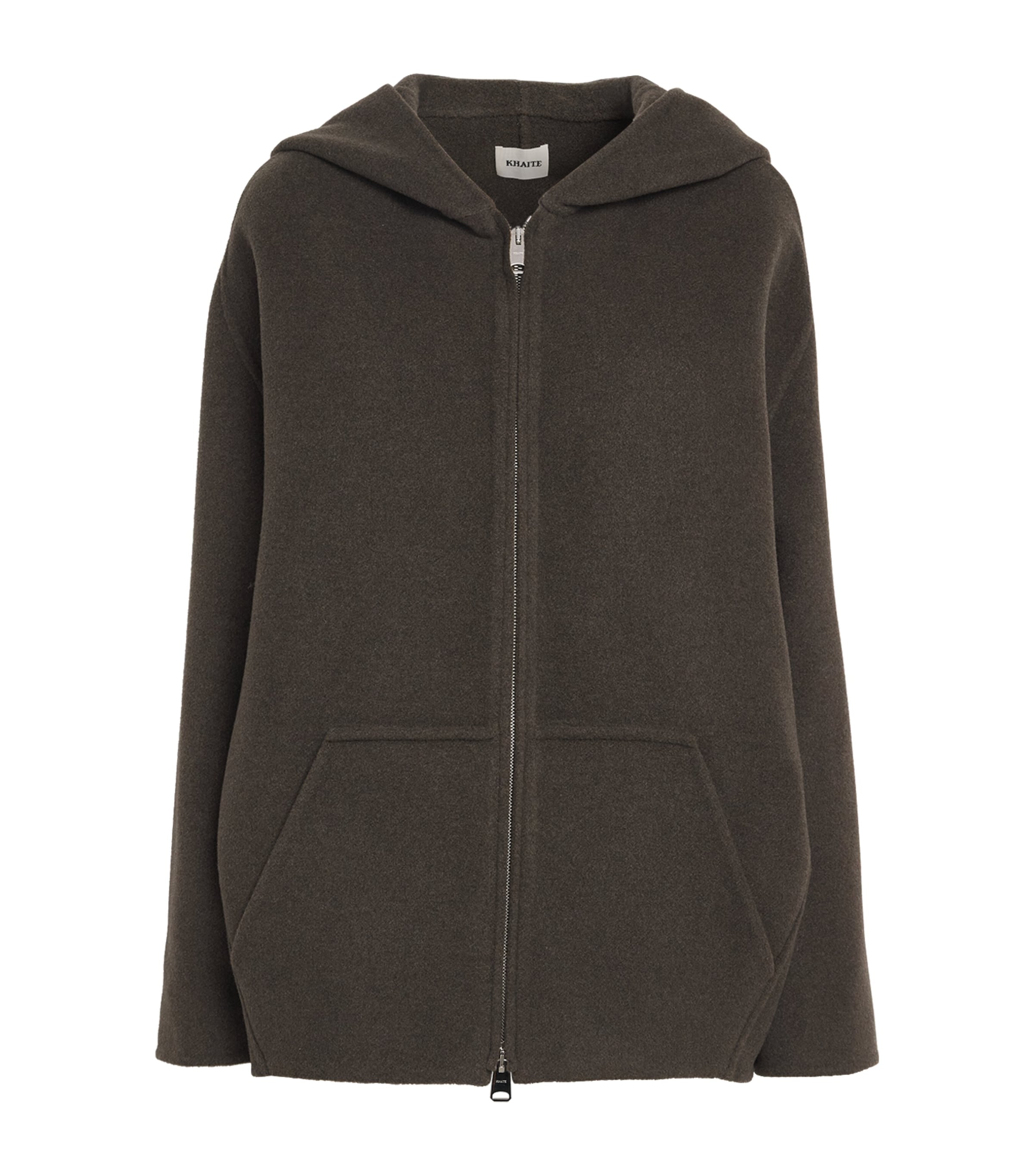 Khaite Womens Virgin Wool Zip-Up Hoodie Army