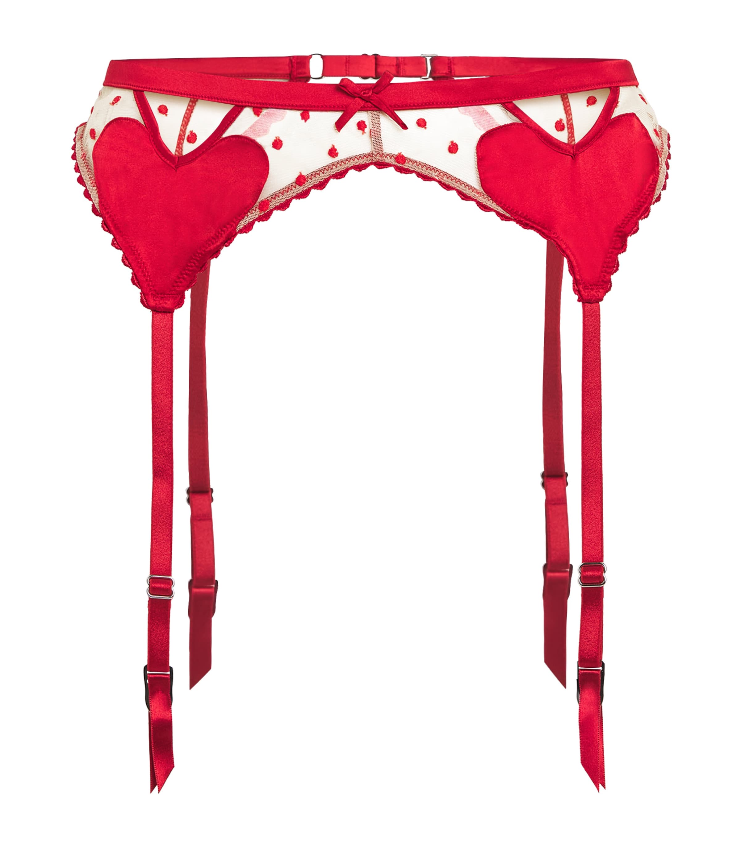 Fleur Du Mal Womens Embroidered Amour Suspender Belt Rouge