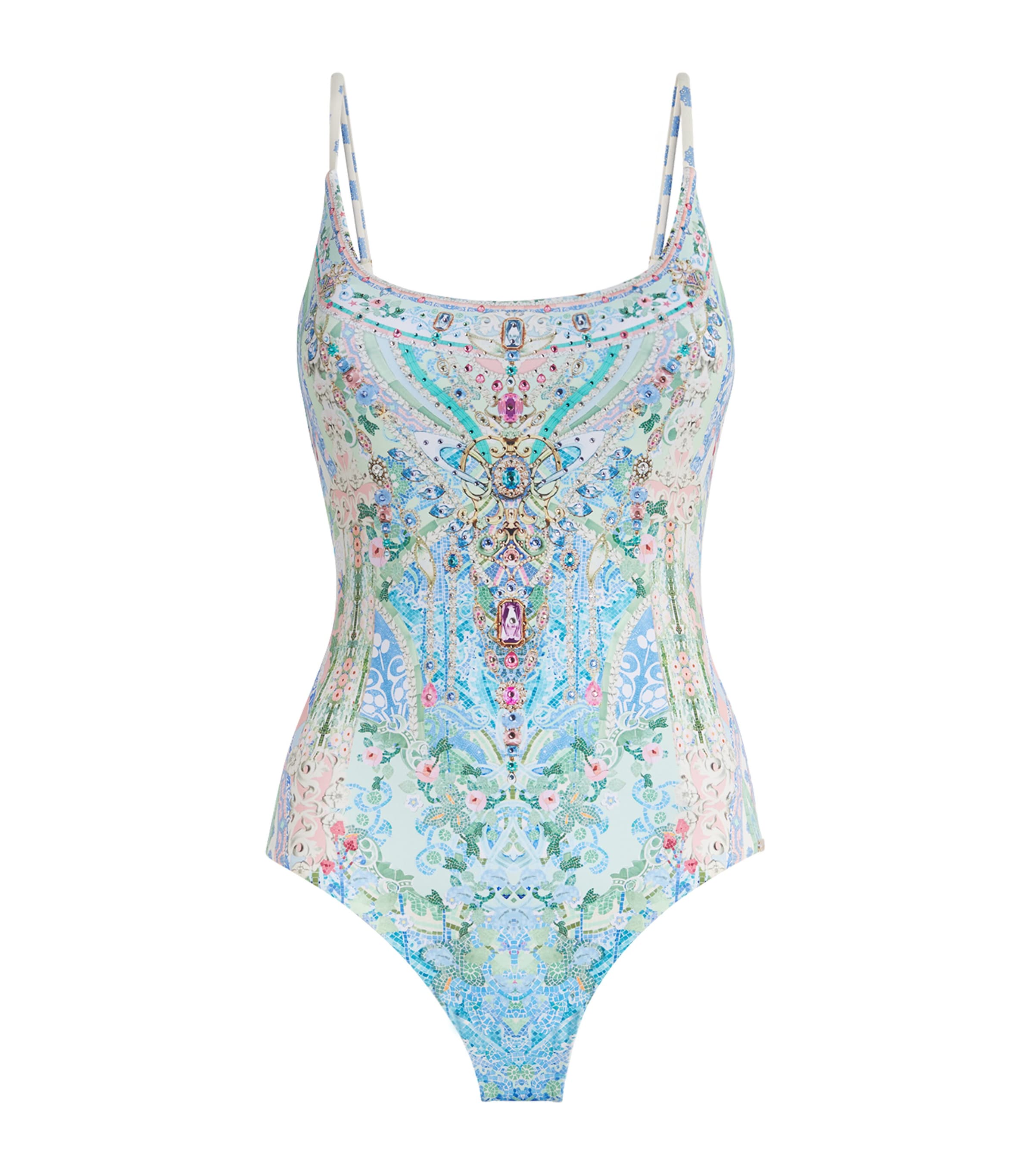 Camilla Womens Crytsal-Embellished Printed Swimsuit Midsmosa