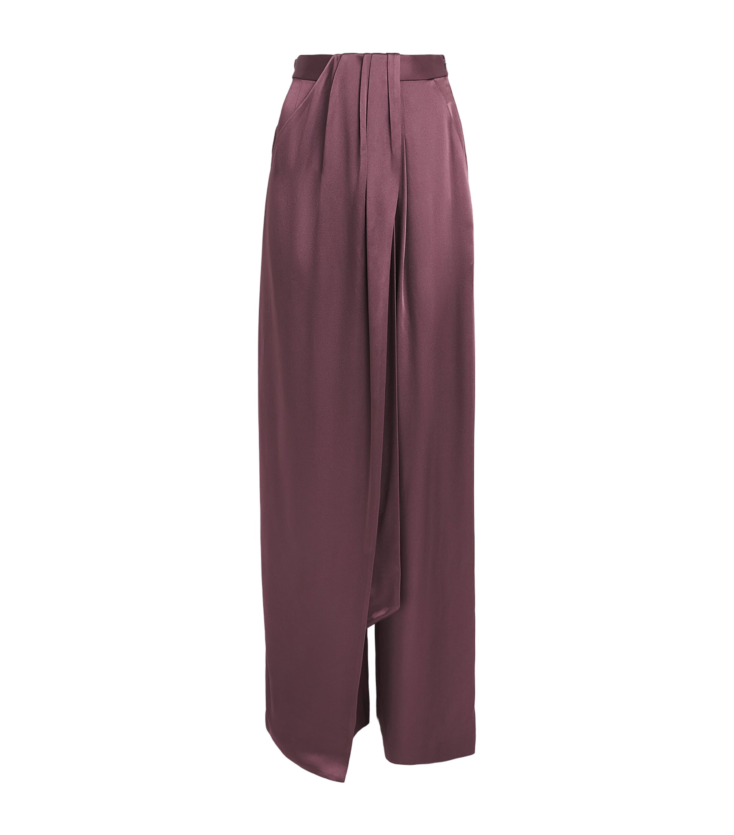 LAPOINTE Womens Satin Wide-Leg Trousers Dark Mauve