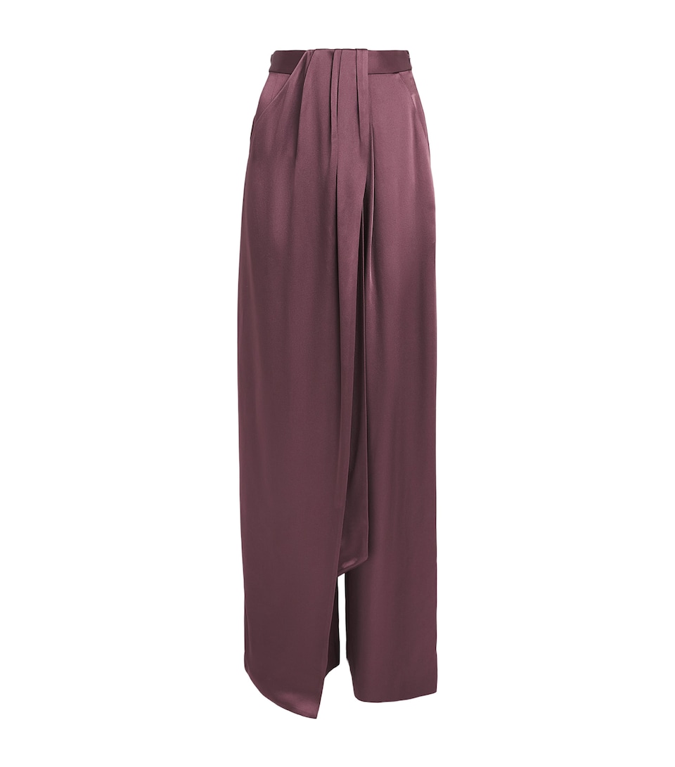 LAPOINTE Womens Satin Wide-Leg Trousers Dark Mauve