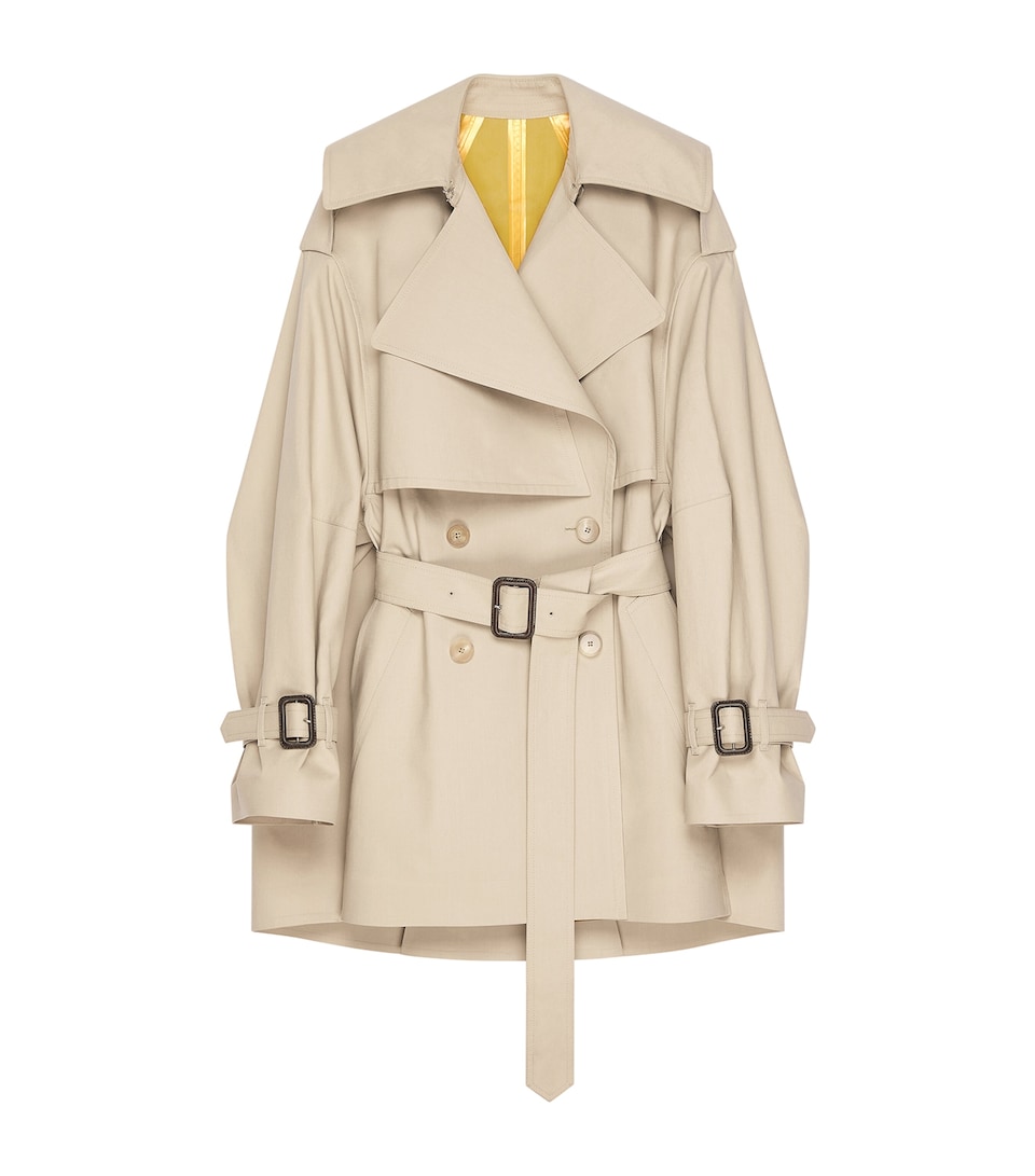 Cropped Cotton Trench Coat