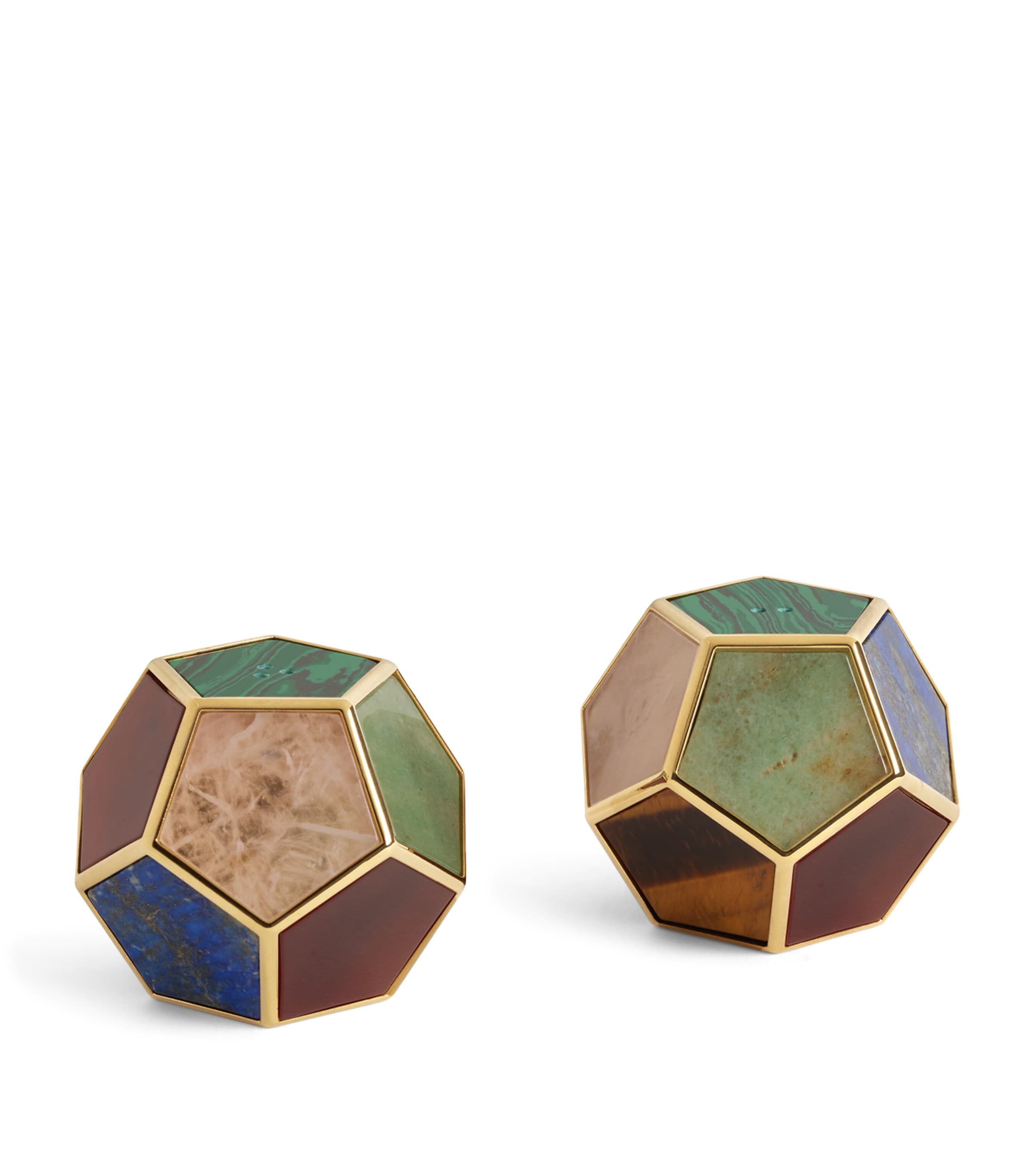 L'Objet Set of 2 Mixed-Stone Pentagon Spice Jewels Gold