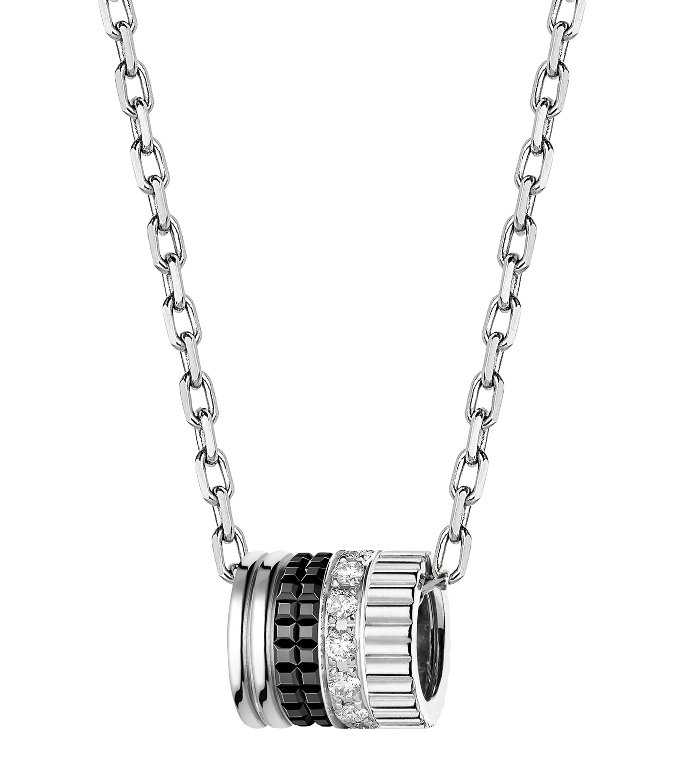 Boucheron White Gold and Diamond Quatre Black Edition Pendant Necklace White Gold