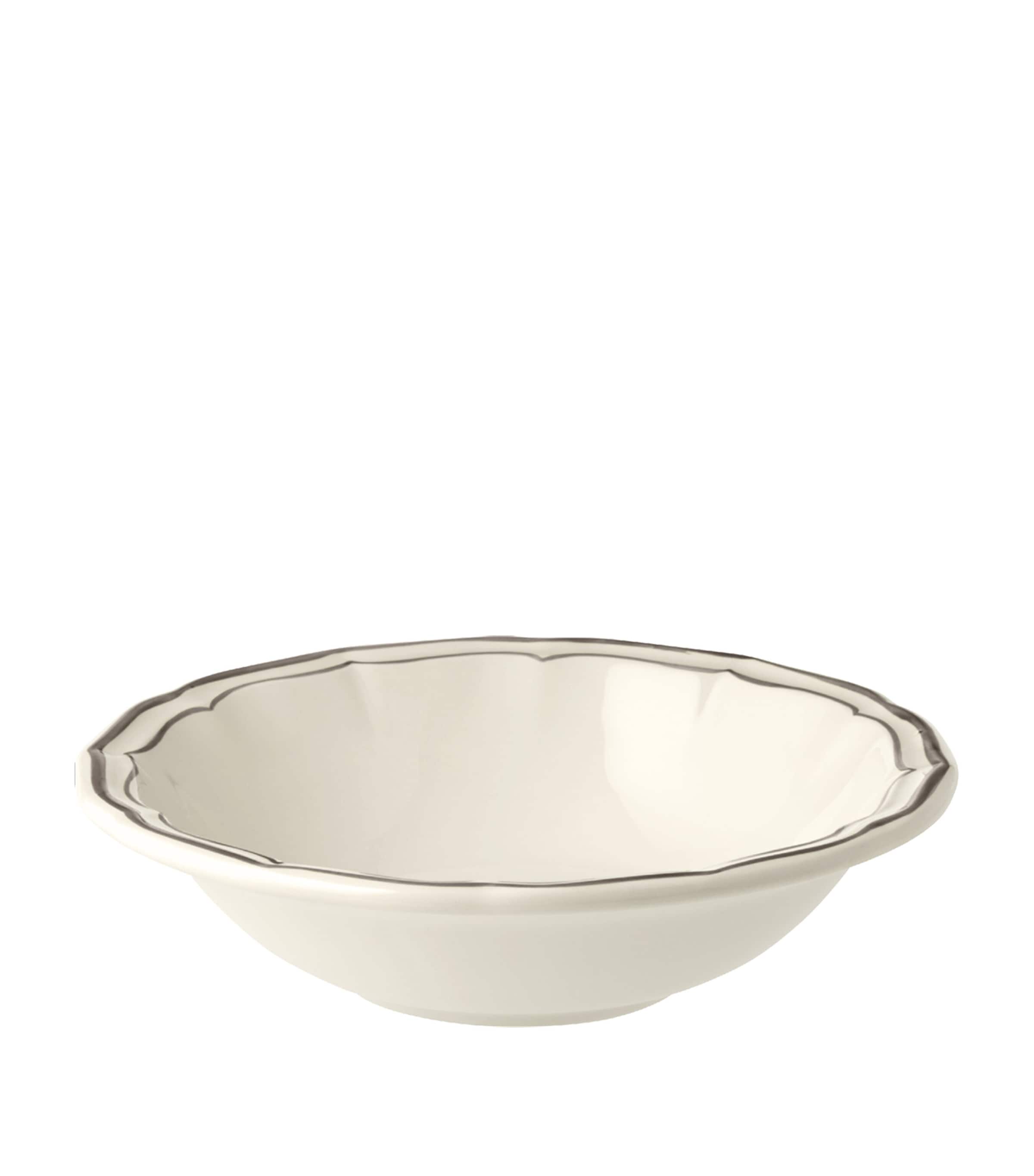 Gien Set of 4 Filet Taupe Cereal Bowls (18cm) White, Taupe