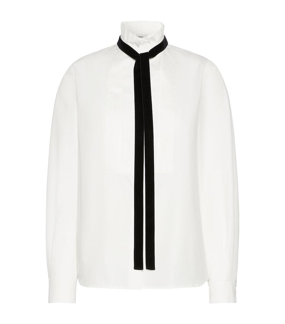 Weekend Max Mara Womens Cotton Tie-Detail Blouse Optical White