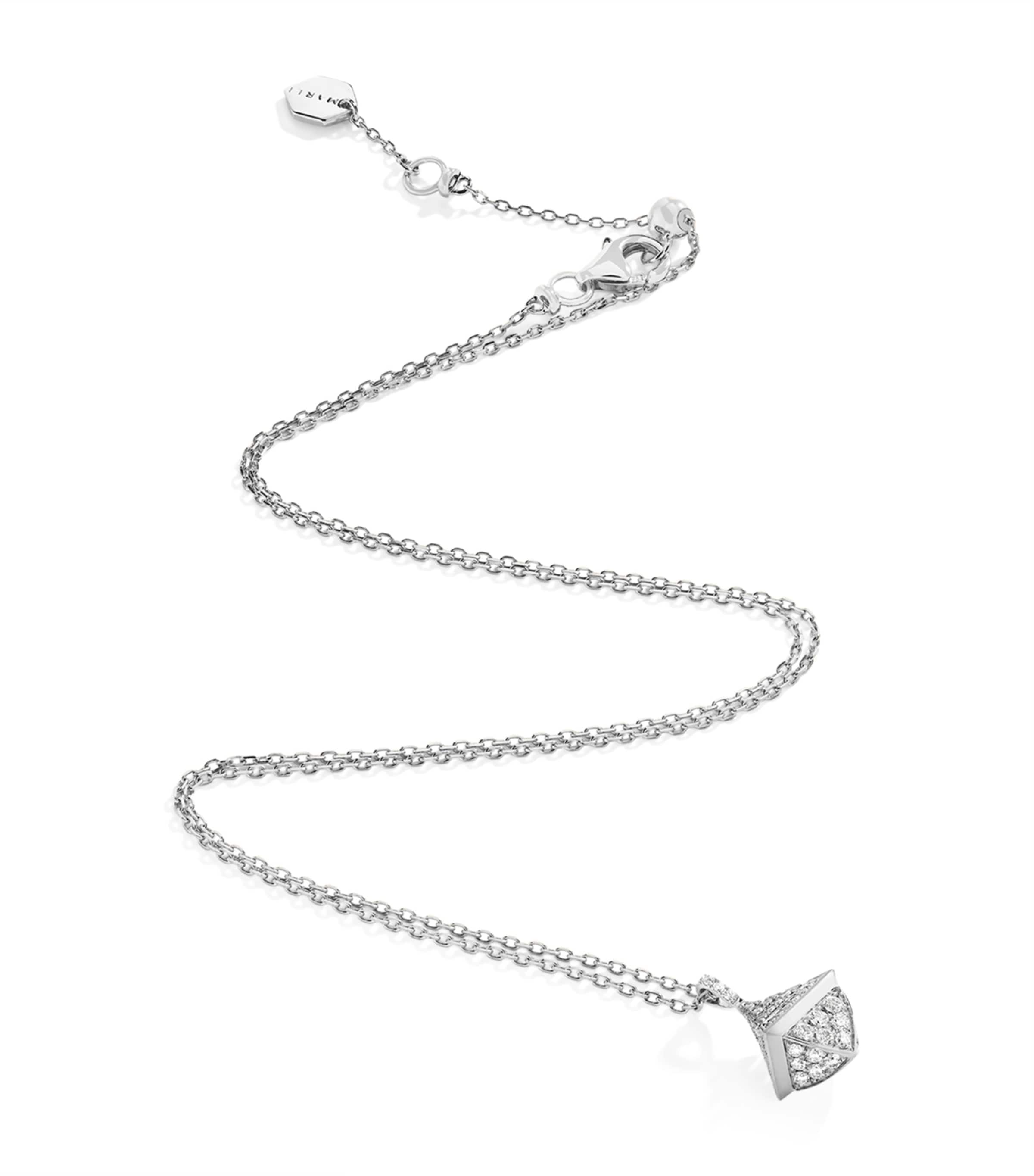 Mini White Gold and Diamond Cleo Rev Pendant Necklace