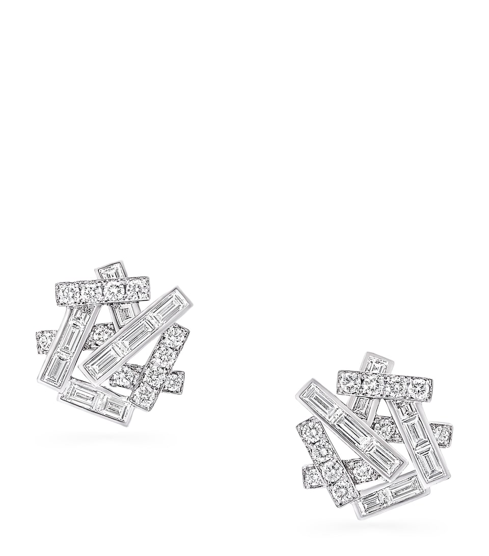 White Gold and Diamond Threads Stud Earrings