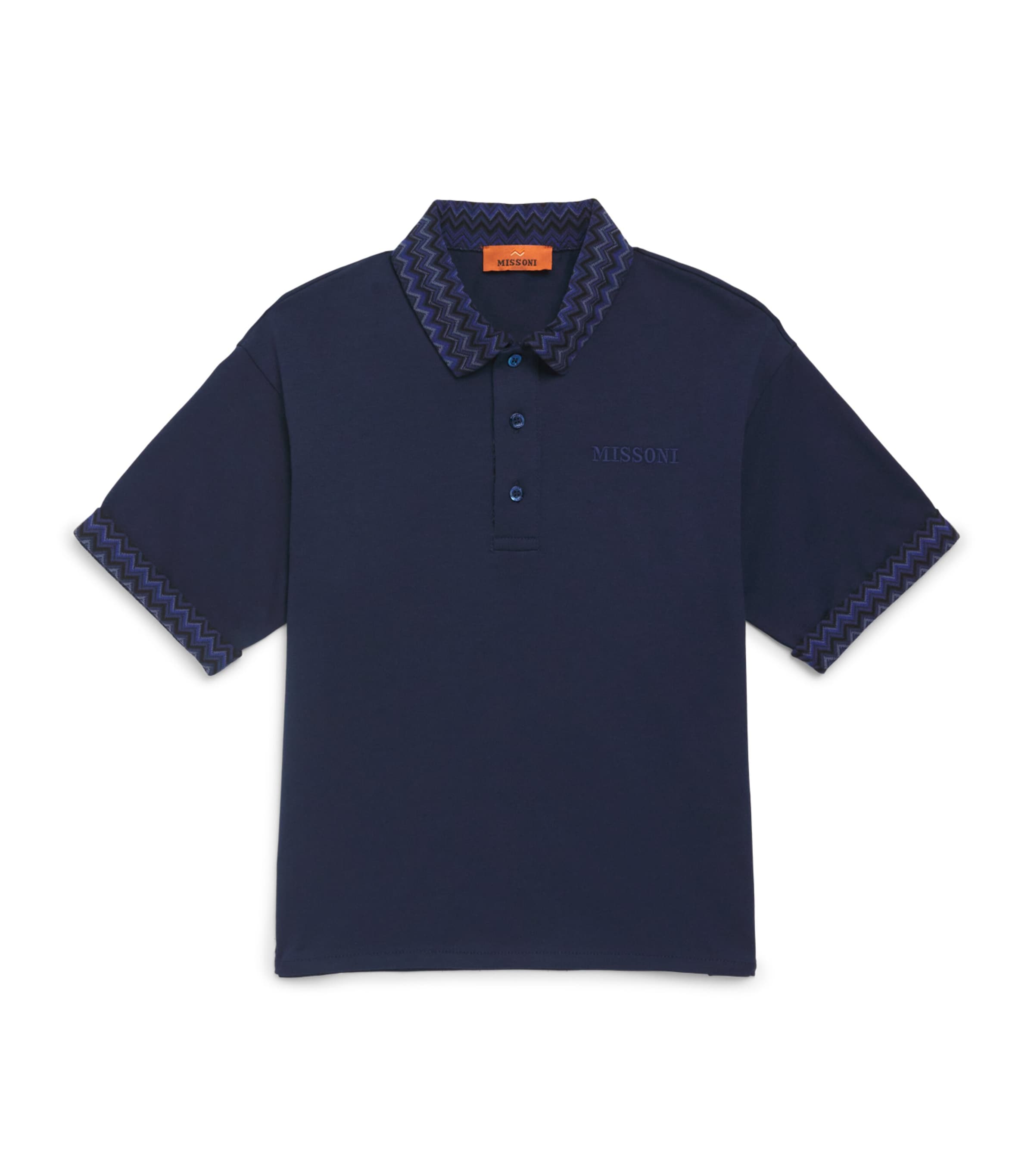 Missoni Kids Zigzag-Trim Polo Shirt (4-14 Years) Blue