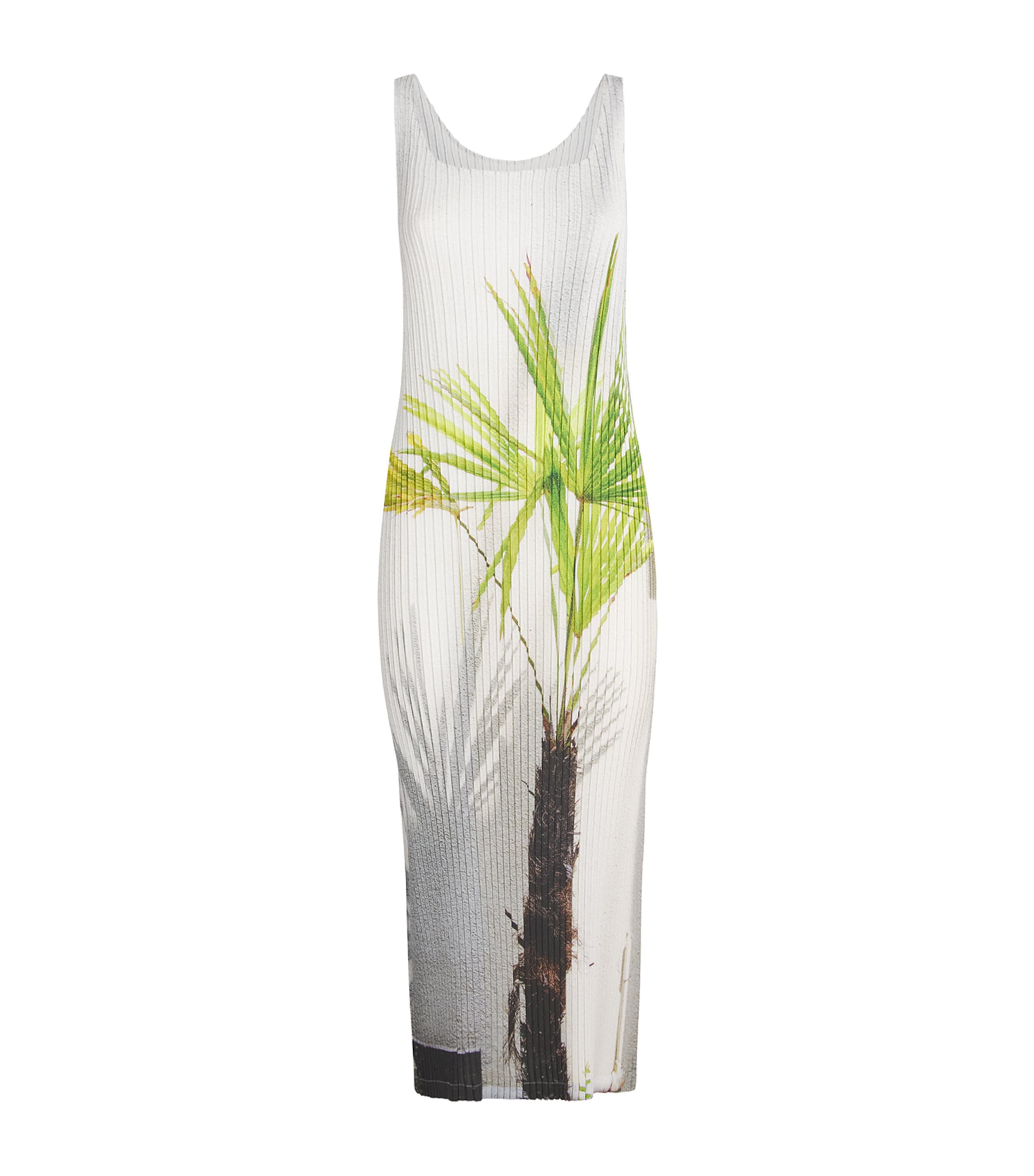 Issey Miyake Womens Urban Jungle Pleats Midi Dress White Hued