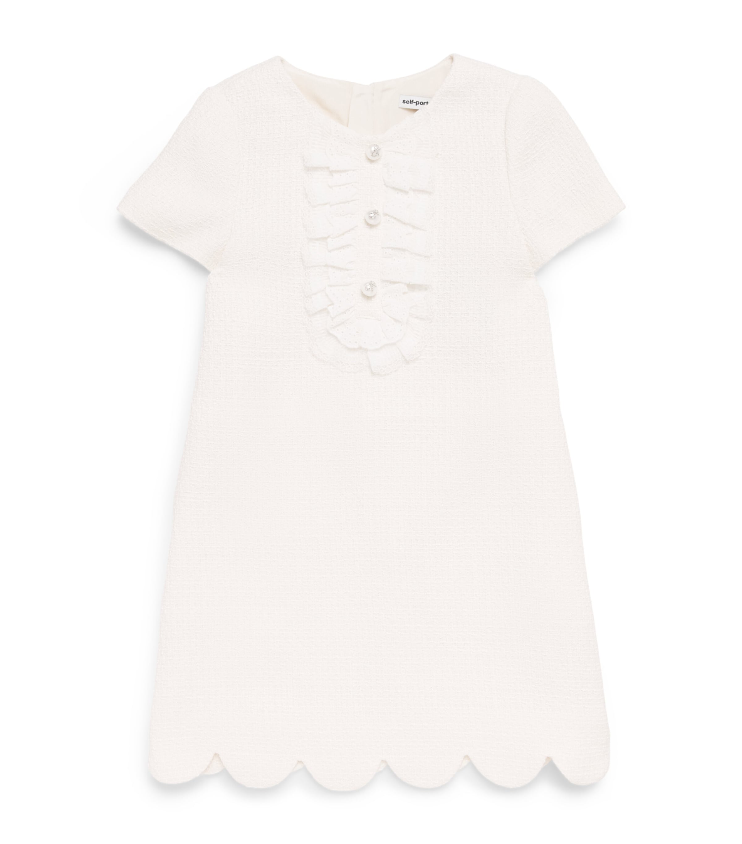 Self-Portrait Kids Bouclé Lace Dress (3-12 Years) Cream