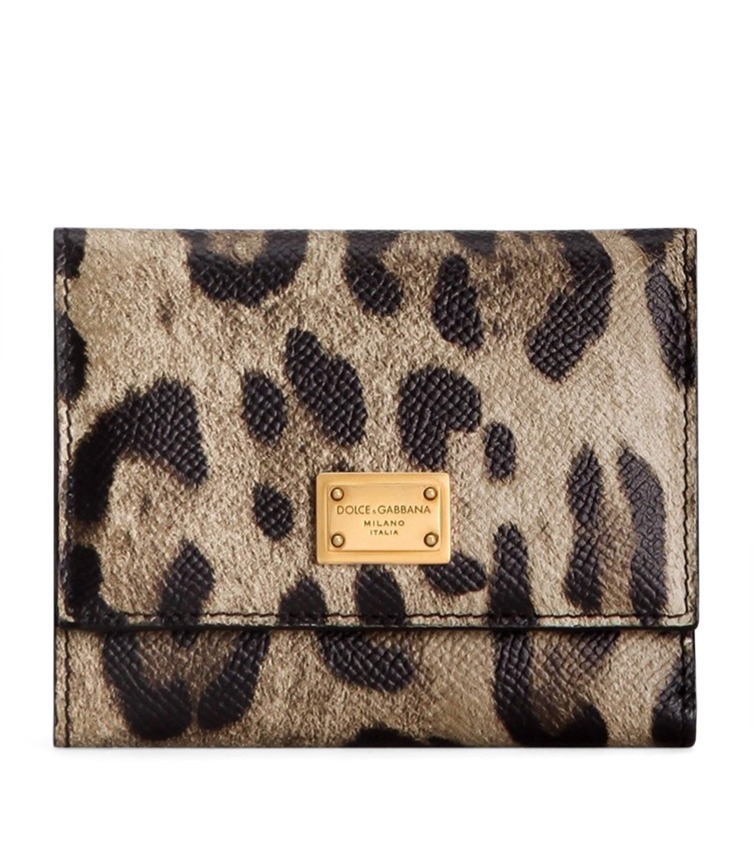 Dauphine Calfskin-Blend Leopard Print French Flap Wallet