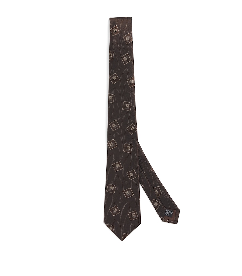 Silk Geometric Jacquard Tie