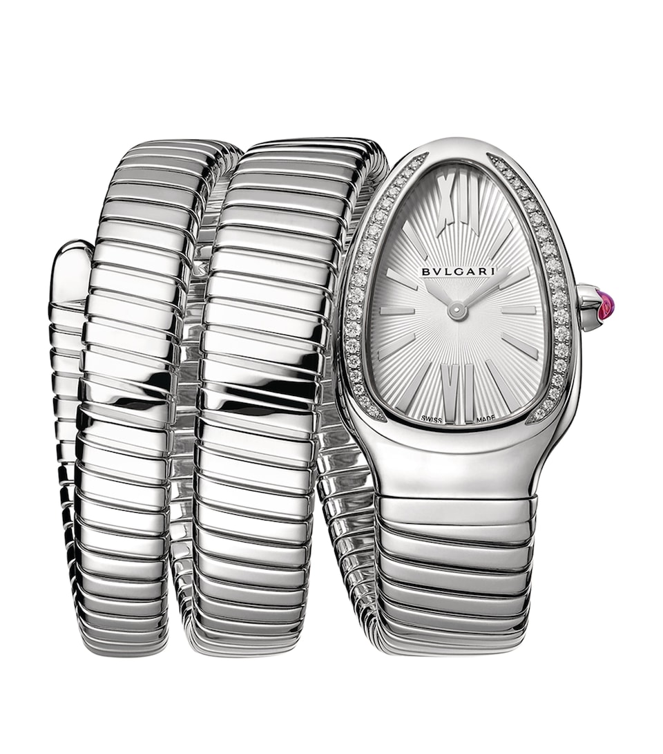 Stainless Steel and Diamond Serpenti Tubogas Watch 35mm