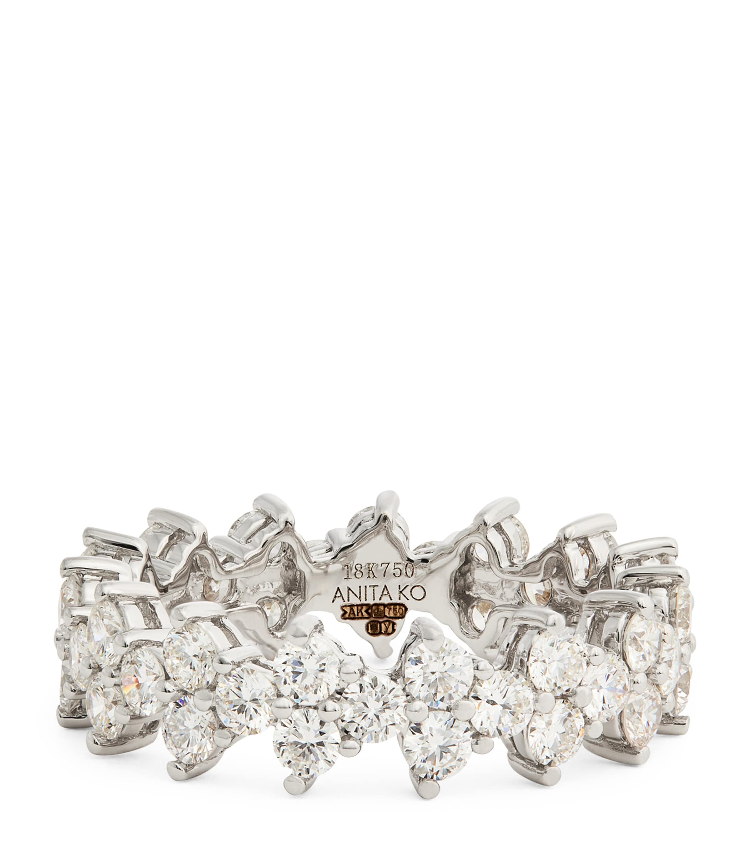 White Gold and Diamond Triangle Eternity Ring