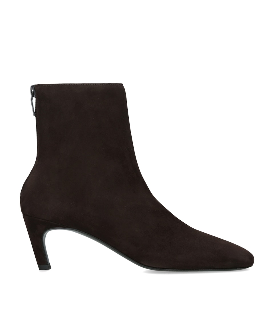 Toteme Suede Ankle Boots 60 Dark Brown