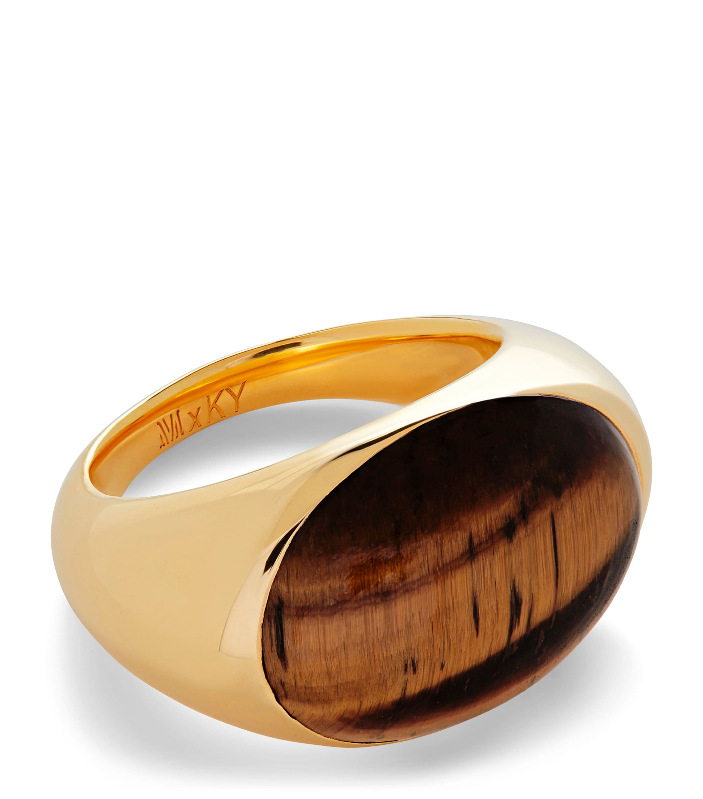 Monica Vinader x Kate Young Gold Vermeil and Tiger’s Eye Ring Brown