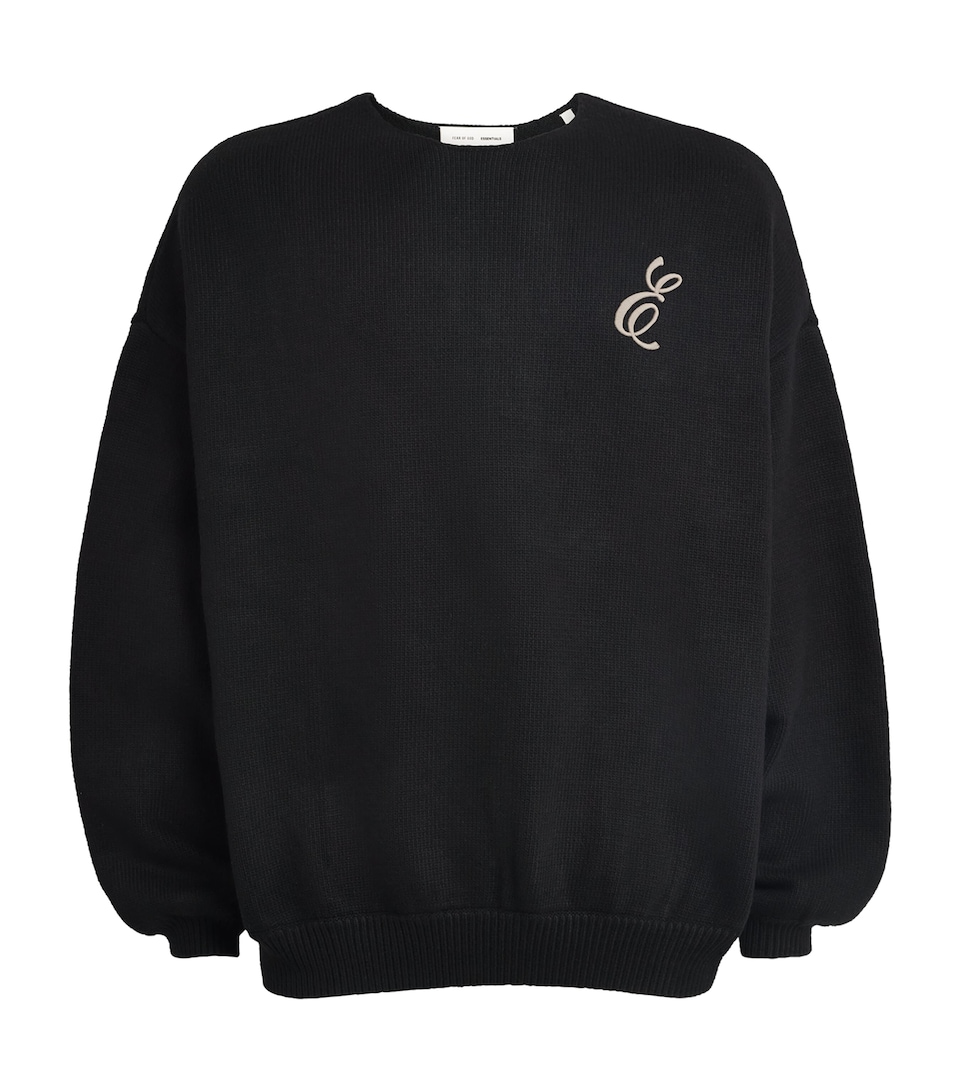 Waffle-Knit Script Sweater