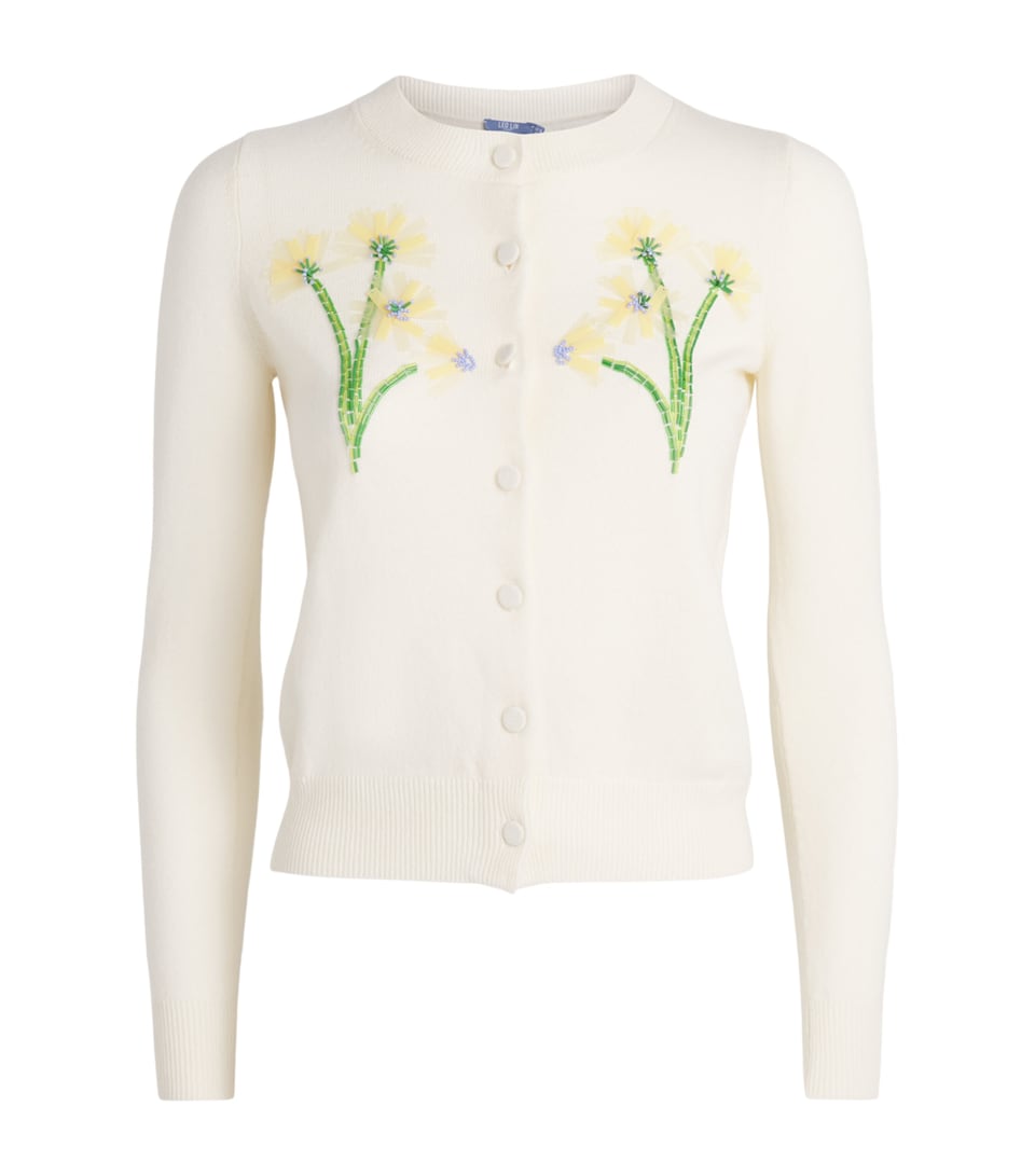 LEO LIN Womens Wool-Cashmere Claire Cardigan Wildflower